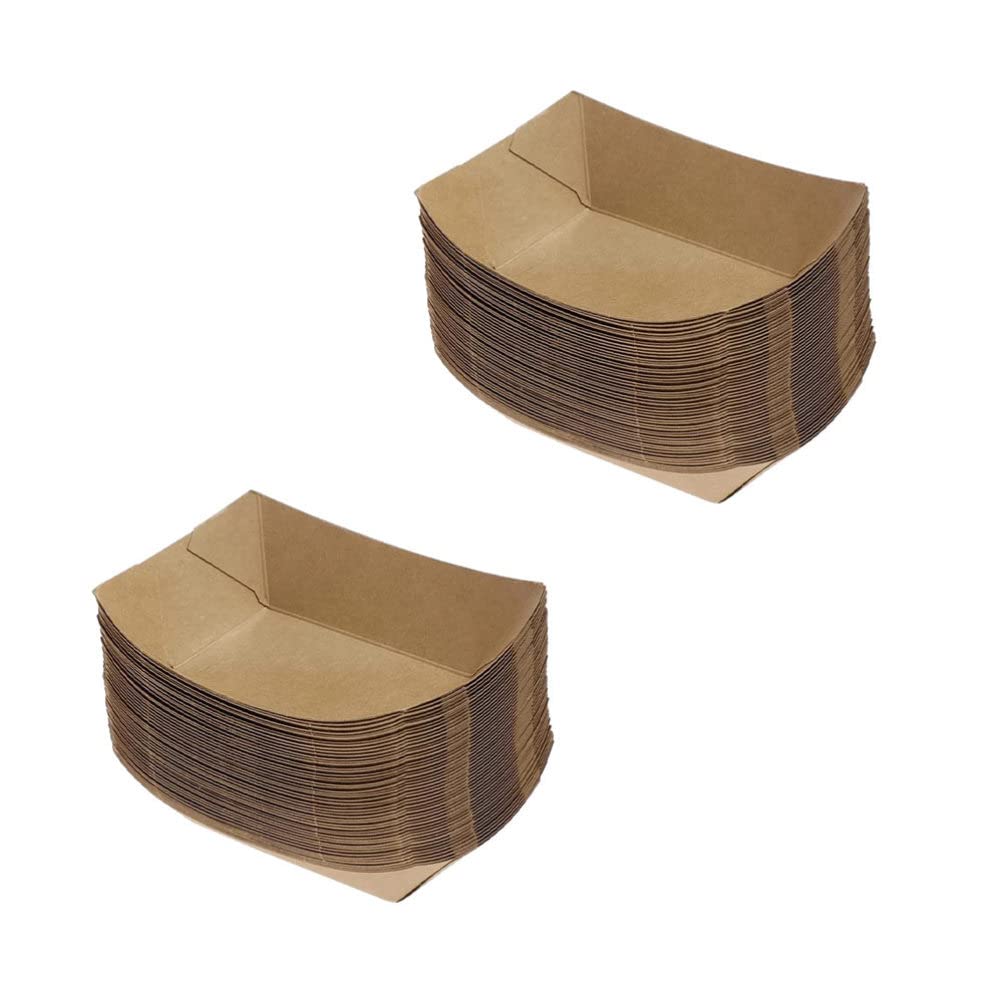 Disposable Kraft Paper Food Trays 50Pcs - Eco-Friendly Snack Serving Trays for Nachos, Fries, Hot Dogs | Perfect for Carnivals, Fairs, Festivals, Parties & Picnics | Sturdy Appetizer & Condiment Holder for Easy Outdoor Dining