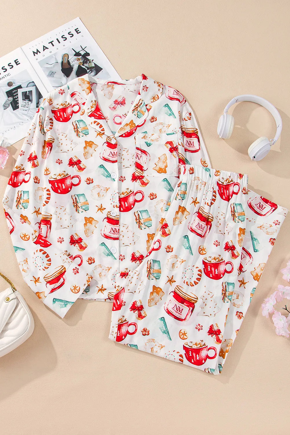 Cozy Holiday Lounge Set - Soft Christmas Pajama Top & Pants for Women - Perfect for Winter Nights, Family Gatherings & Festive Comfort