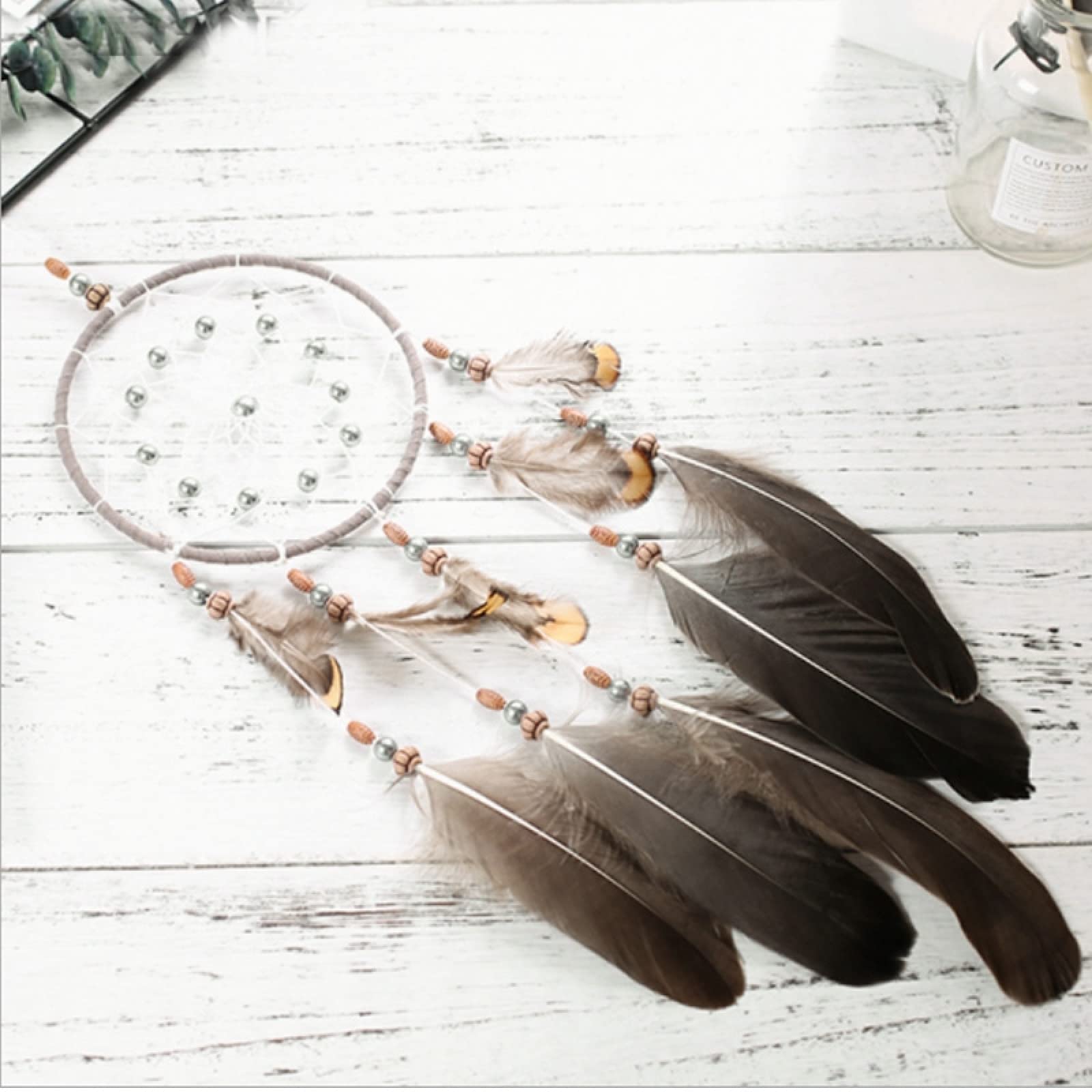 Vintage Dream Catcher Wall Hanging - Handmade Circular Boho Dreamcatcher with Feathers & Beads for Bedroom, Nursery, or Party Decor - Perfect Gift for Housewarming, Wedding & Spiritual Retreats