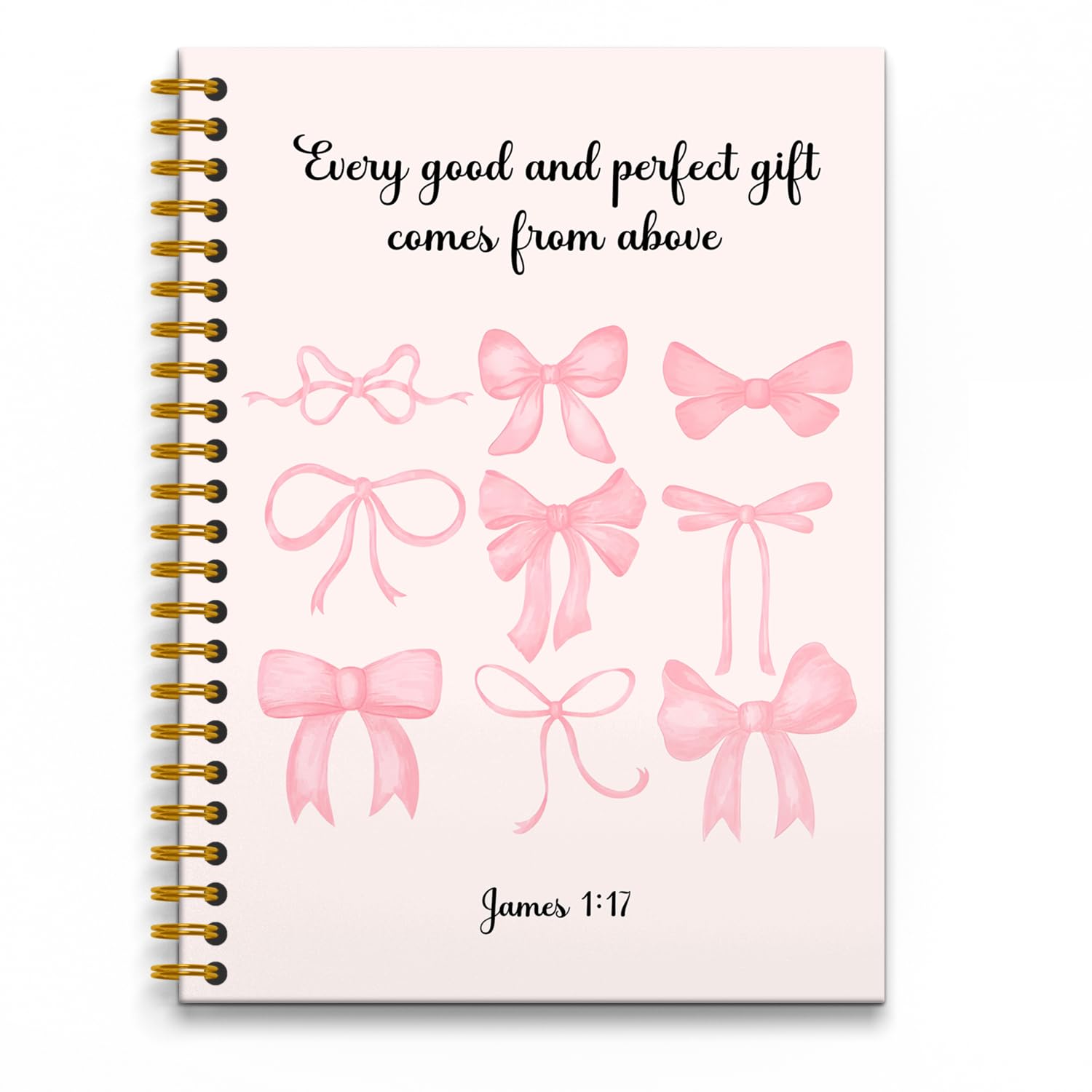 Pink Coquette Bows Spiral Journal Notebook 5.5×8.3 Inch - Christian Religious Diary & Preppy Bow Notebook for Women - 160 Pages Gift Idea for Girls, Teens & Students - Perfect for Bible Study, School Notes & Daily Journaling