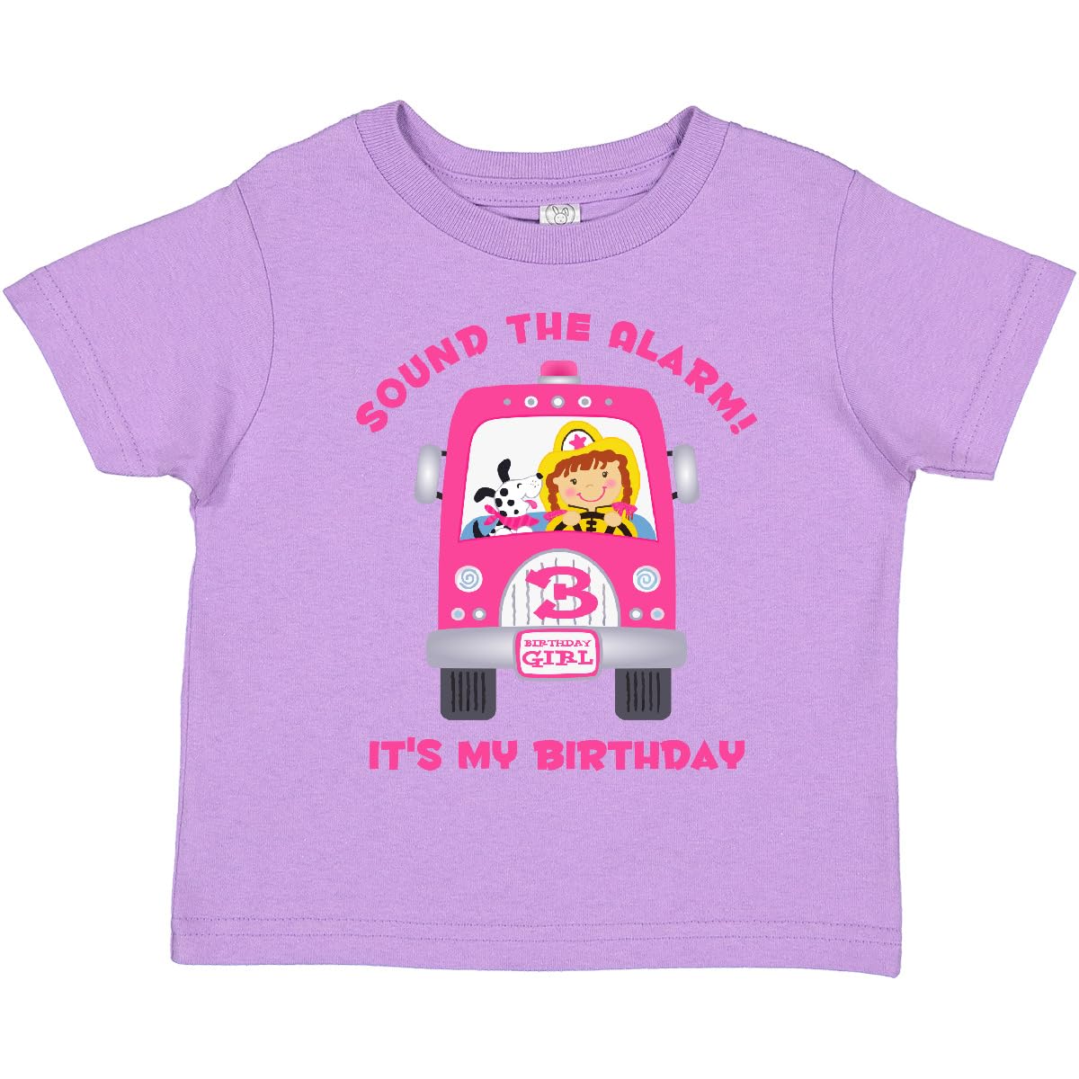 Fire Truck Girl 3rd Birthday Toddler T-Shirt - Cute Toddler Top for Birthday Parties & Playdates