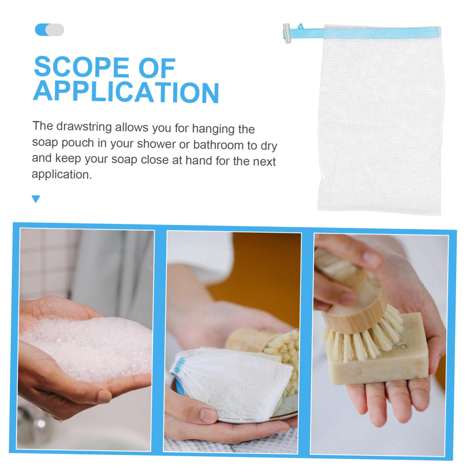 NOLITOY 8pcs Soap Mesh Bags - Hydrating Foaming Soap Savers for Bath & Face Wash (Sky Blue)