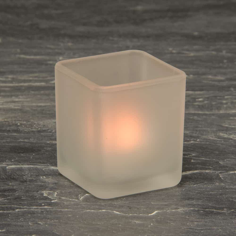 10 Pack Square Frosted Glass Tealight Candle Holders - 5cm Small Cube Votive Candle Holders for Wedding, Party, Holiday & Home Decor - Perfect for Centerpieces, Table Settings, Romantic Ambiance