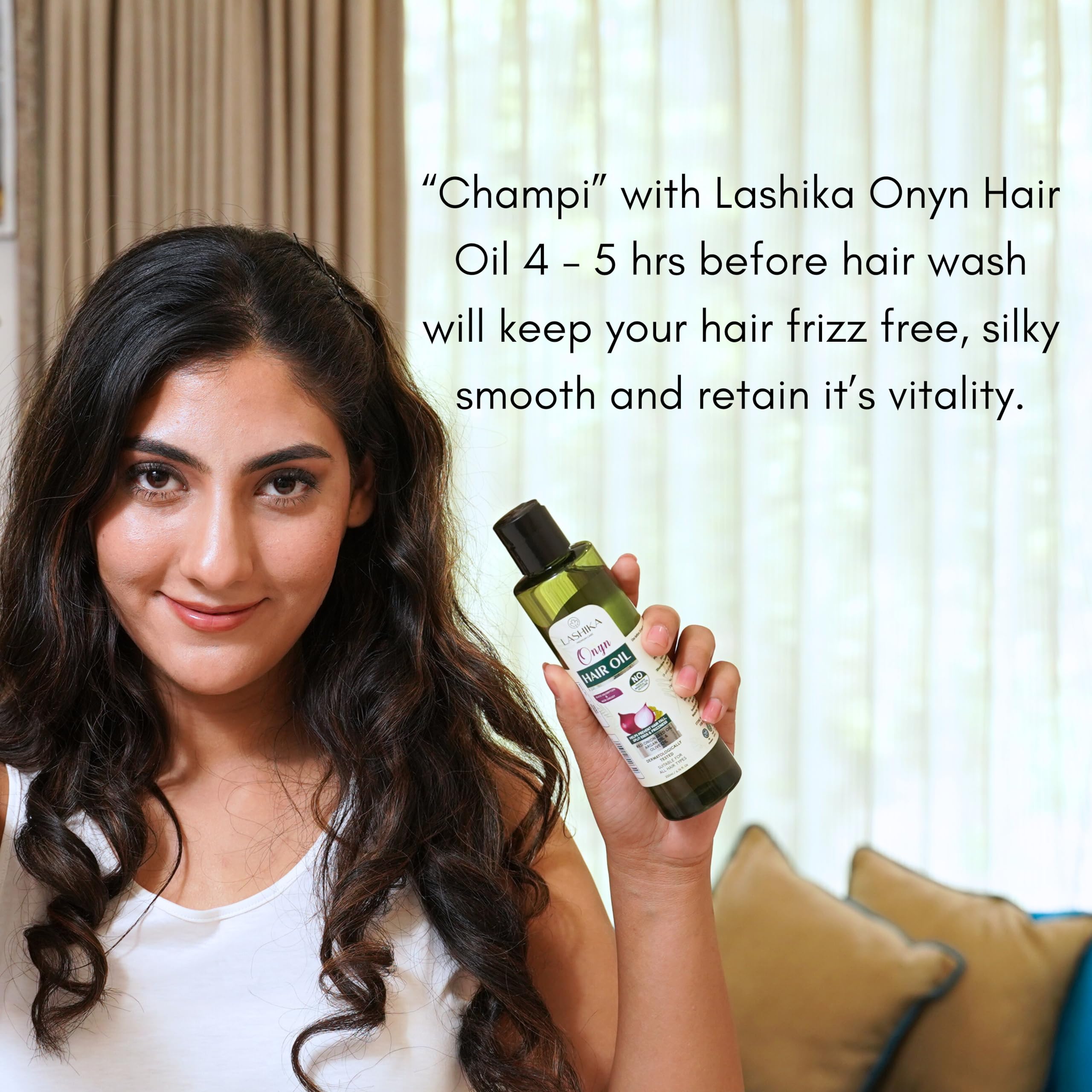 LASHIKA Onion Hair Oil for Hair Growth & Fall Control - 200ml | Enriched with Onion Seed Oil, Black Seed, Coconut & Olive Oil | Strengthens & Revives Dull Hair | For Men & Women | Perfect for Daily Hair Care & Scalp Massage