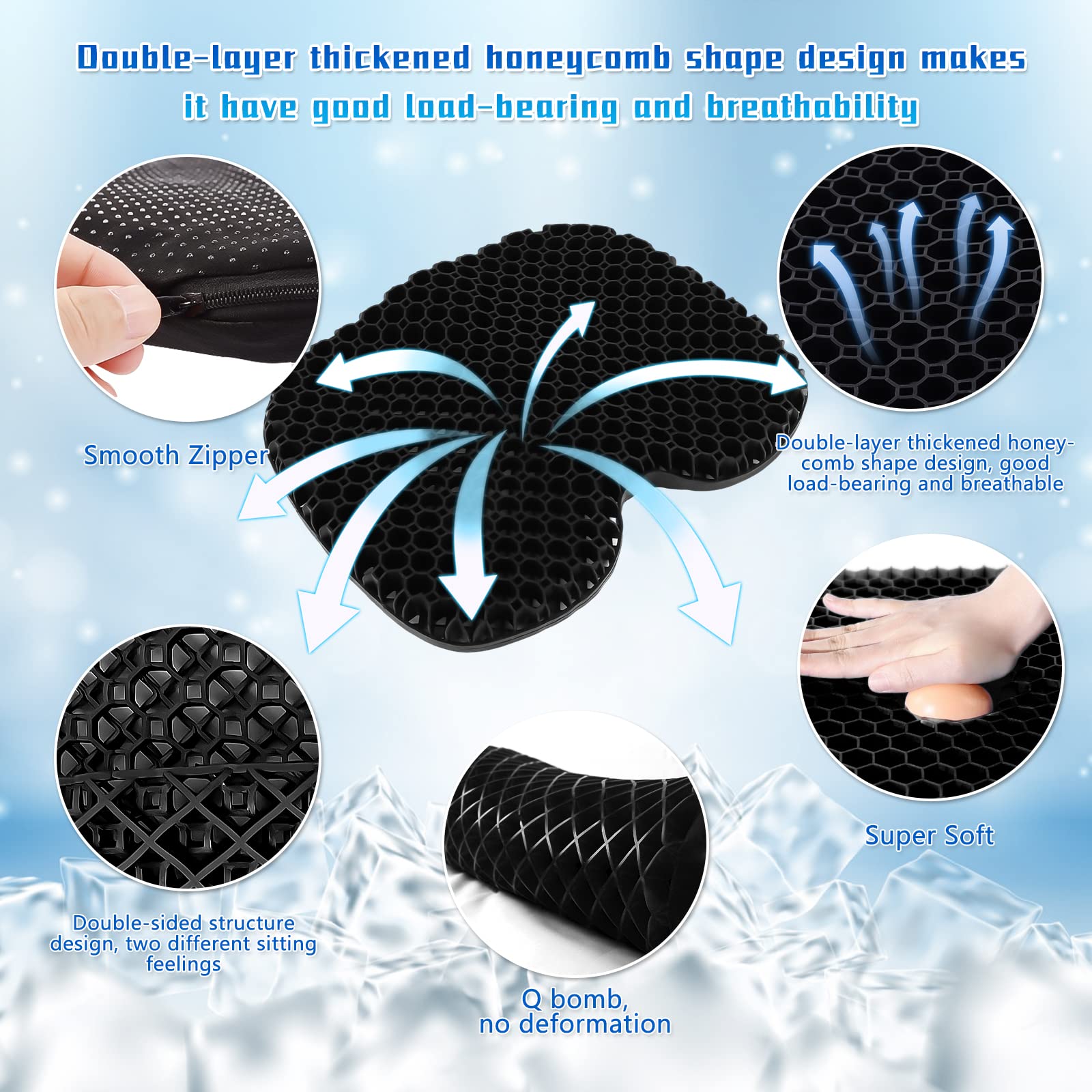 Non-Slip Kayak Seat Cushion - Waterproof Thick Gel Kayak Seat Pad with Anti-Skid Cover for Sit-In & Inflatable Kayaks, Canoes, Boats - Perfect for Fishing, Paddling and Water Sports Comfort