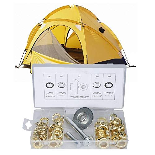 103Pcs Iron Galvanized Grommet Kit with Tools & Storage Box - Heavy Duty Eyelets for Canvas, Tents, Tarps, Leather Bags & DIY Projects - Perfect for Camping Gear Repair, Boat Covers & Outdoor Equipment