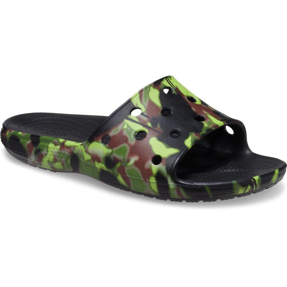 Crocs Unisex-Adult Classic Spray Camo Slide Sandals - Comfortable Waterproof Slip-On Shoes for Men & Women - Perfect for Beach, Pool, and Outdoor Activities