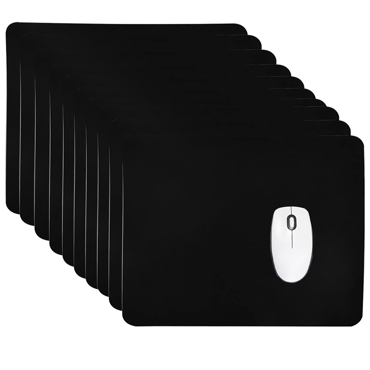 10-Pack Textured Black Mouse Pads 7×8.6 Inch - Non-Slip Computer Mouse Mat for Gaming, Office & Home Use on Desktops, Laptops & Workstations