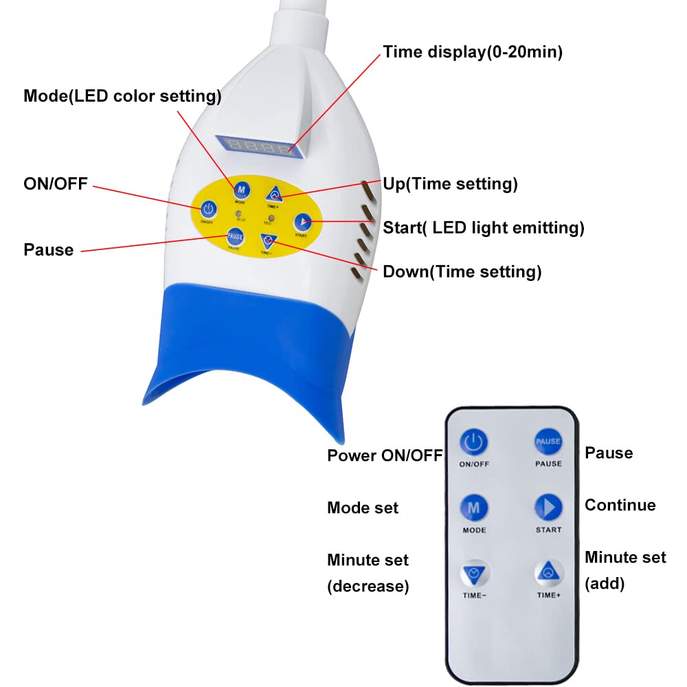Professional Teeth Whitening Kit with LED Light - 36W Teeth Bleaching Machine, 3 Color Modes & Remote Control - Includes 10 LED Lights & Timer - Perfect for At-Home Teeth Whitening & Dental Care