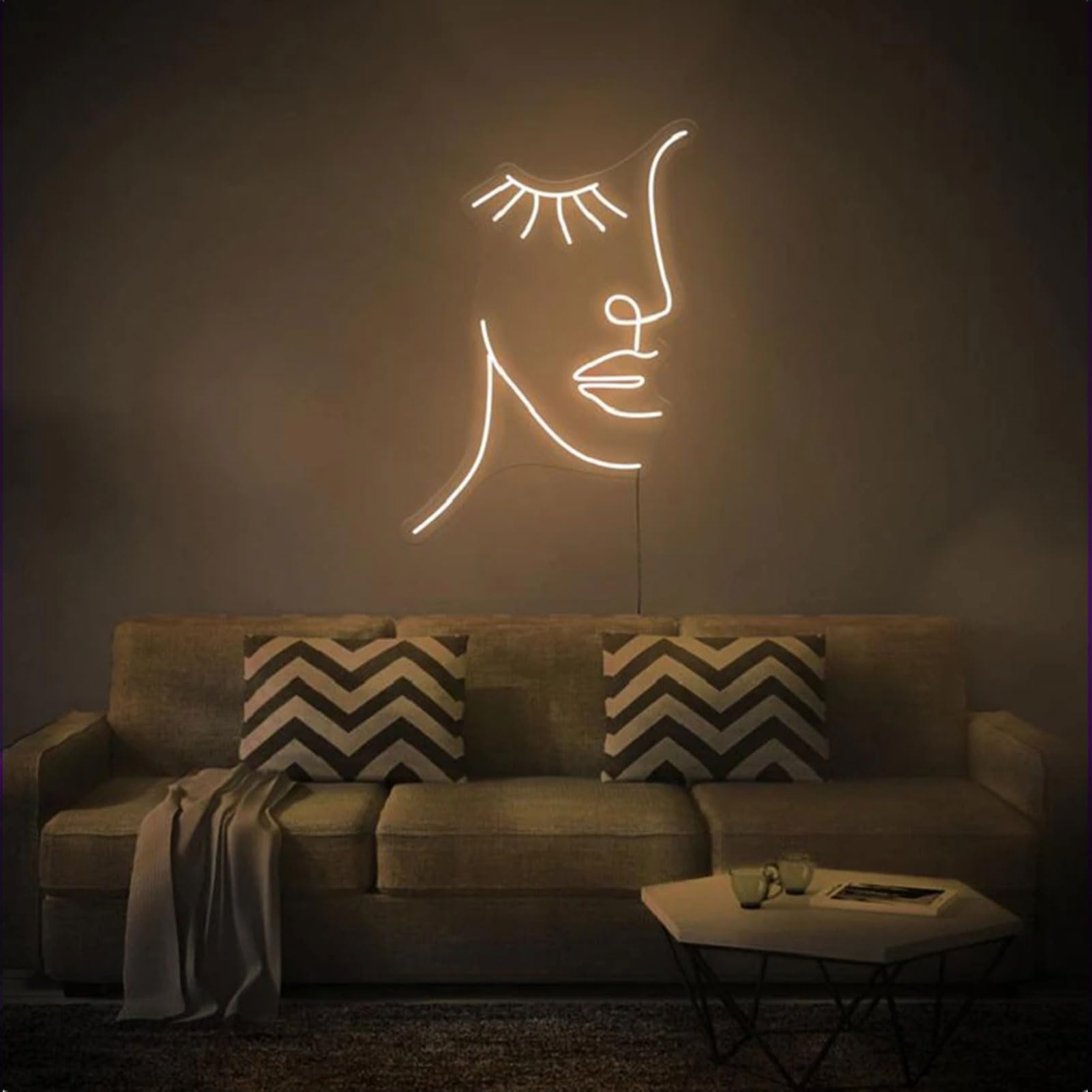 Stylish Lady Face LED Neon Sign - Aesthetic Wall Decor for Women, Girls Room & Party | Graphic Art Neon Lights for Living Room, Bedroom, Bar & Birthday Decorations | Perfect for Home, Office & Event Lighting