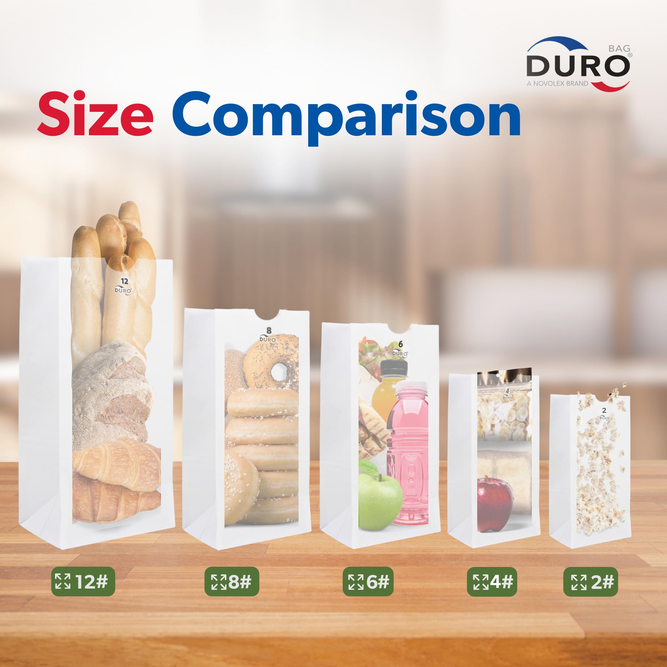 Duro 12# White Paper Lunch Bags 500 Count - Bulk Disposable Food Bags for Bread, Bagels, Deli & Restaurant Takeout - Eco-Friendly 7.06 x 4.50 x 13.75 Inch SOS Bags - Perfect for Bakery, Catering, School Lunches & Food Delivery Services
