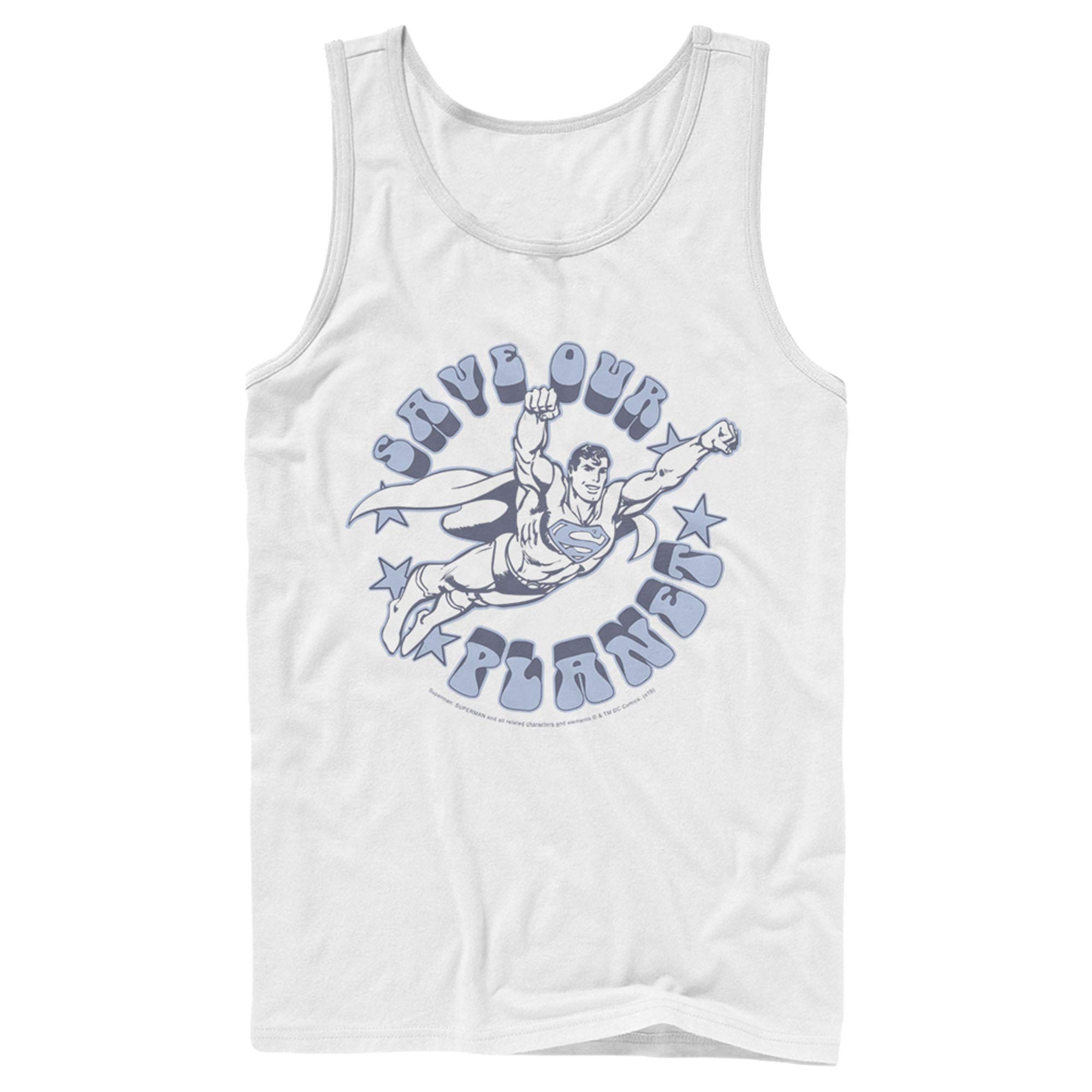 Superman Save Our Planet Graphic Tank Top for Men - Eco-Friendly Superhero Tee for Casual Wear & Superhero Fans