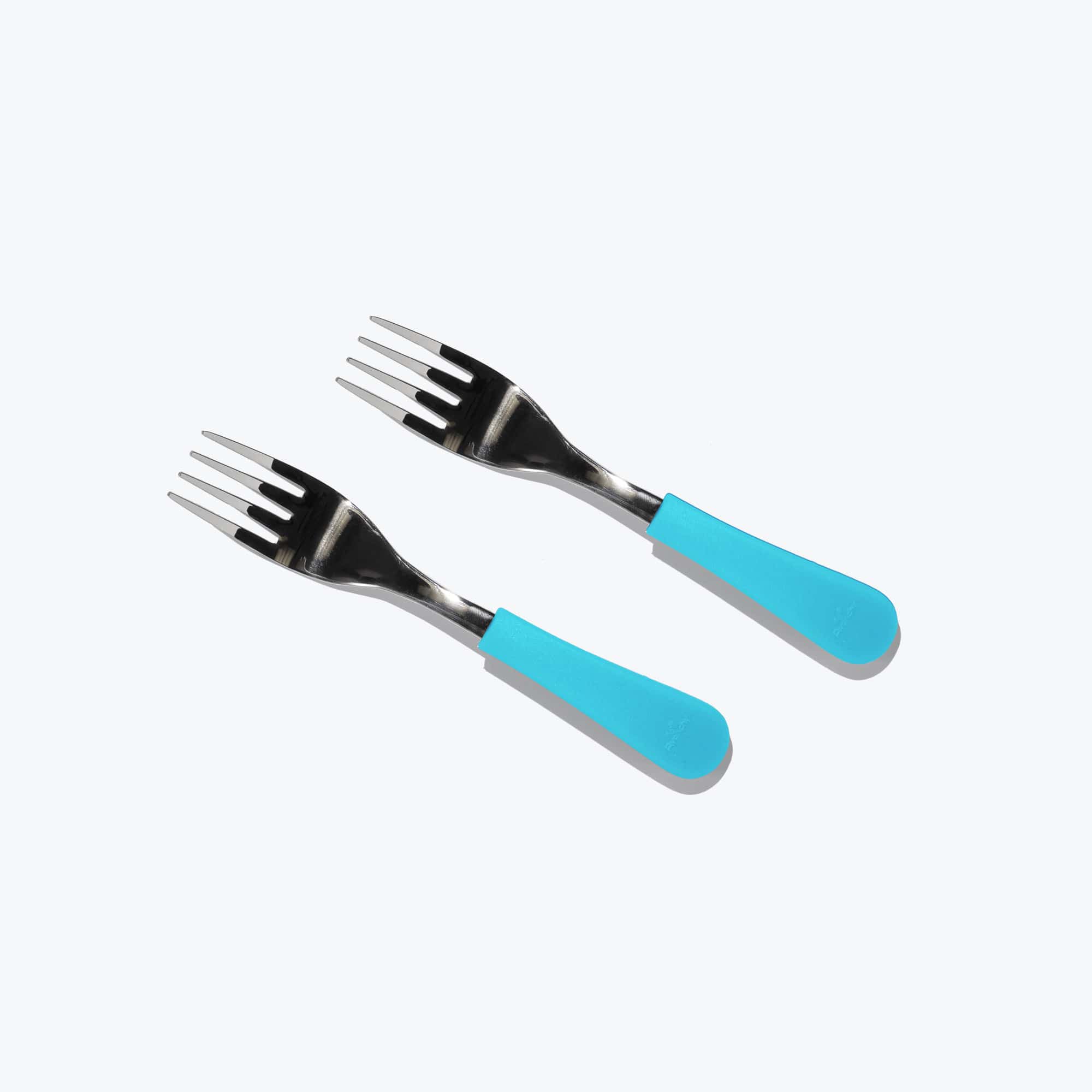 Avanchy Stainless Steel Baby Forks - Set of 2, BPA-Free & Durable Toddler Utensils for Self Feeding - Perfect for Baby-Led Weaning & First Foods (Blue) | Ideal for Home, Travel & Daycare Use