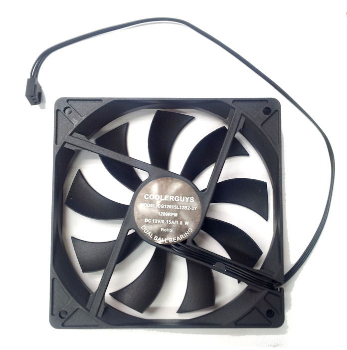 CoolerGuys Slim Ultra Quiet 120mm x 120mm x 15mm 3-Pin PC Cooling Fan - CG12015L12B2 - 3 Year Warranty - Perfect for PC Cases, CPU Coolers, and Gaming Rigs
