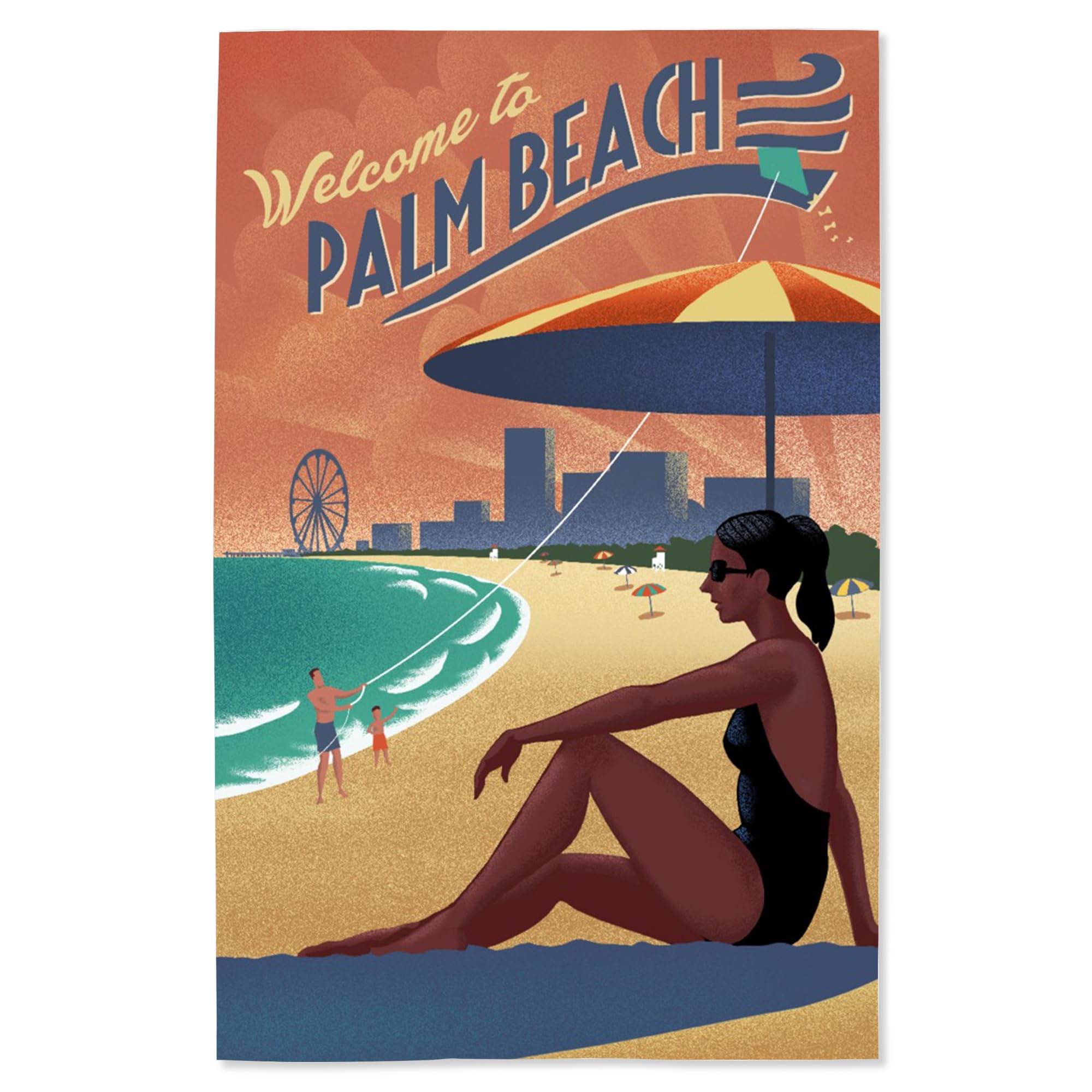 Lantern Press 16x24 Inch Giclee Print - Palm Beach Florida Beach Scene Lithograph - Perfect for Coastal Home Decor & Living Room Wall Art