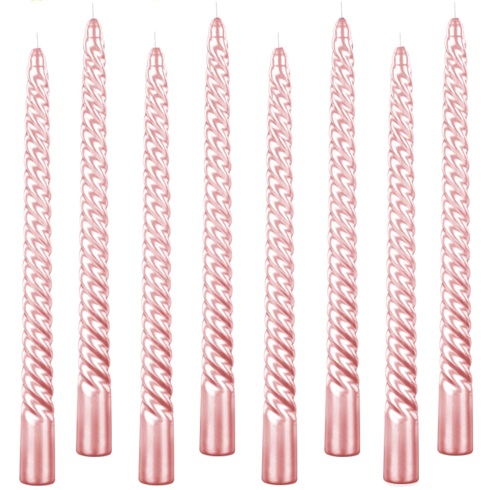 Kemladio 10 Inch Pink Unscented Taper Candles - 8 Pack Long Burning Dinner Candles (8 Hour Burn Time) for Romantic Dinners, Halloween Decorations & Holiday Centerpieces