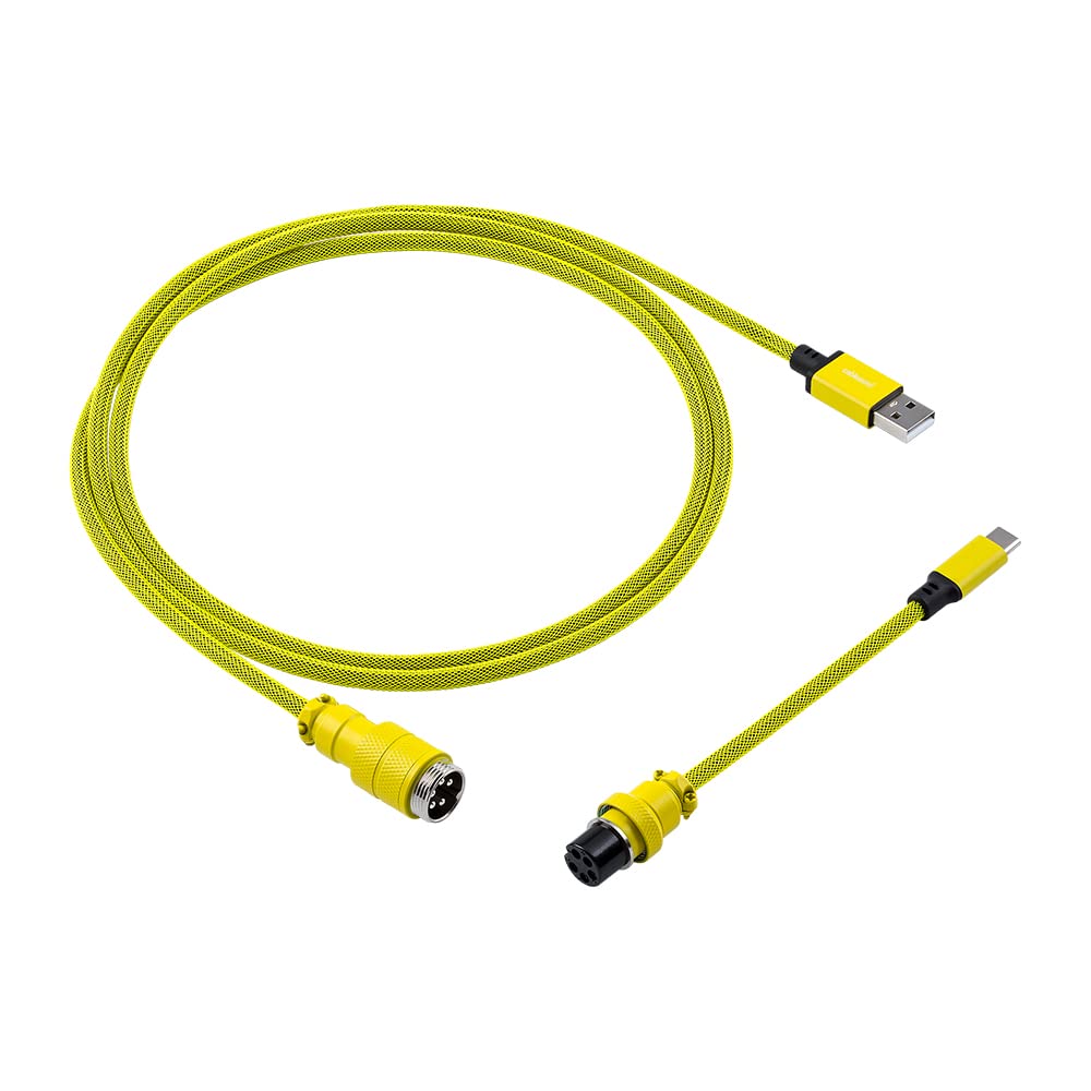 CableMod Pro Straight Keyboard Cable - USB A to USB Type C (Dominator Yellow, 150cm) - Premium Custom Mechanical Keyboard Cable for Gaming & Typing