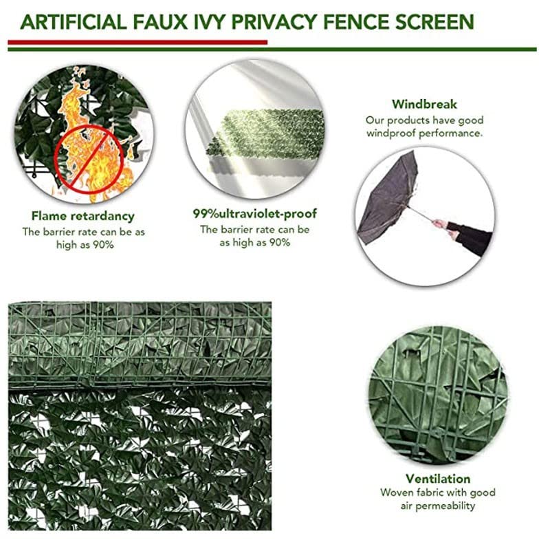 Artificial Privacy Screening Leaves for Outdoor Gardens - 200x600cm UV Resistant Faux Hedge Panel - Perfect for Patio, Fence, and Balcony Decor