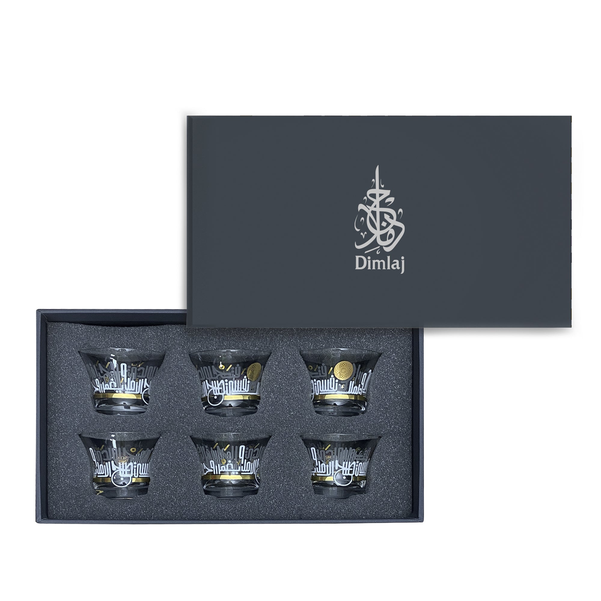 Dimlaj Hayat 6-Piece Gold Turkish Tea Glass Set - Elegant Tea Cups for Home, Office & Traditional Ceremonies