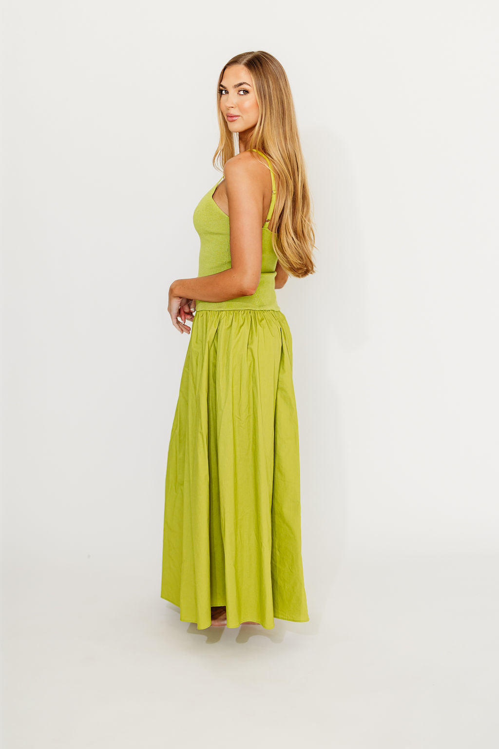 Gaby V-Neck Sleeveless Mixed Media Maxi Dress - Green Floral Summer Dress for Women | Perfect for Beach Vacations, Weddings & Evening Parties