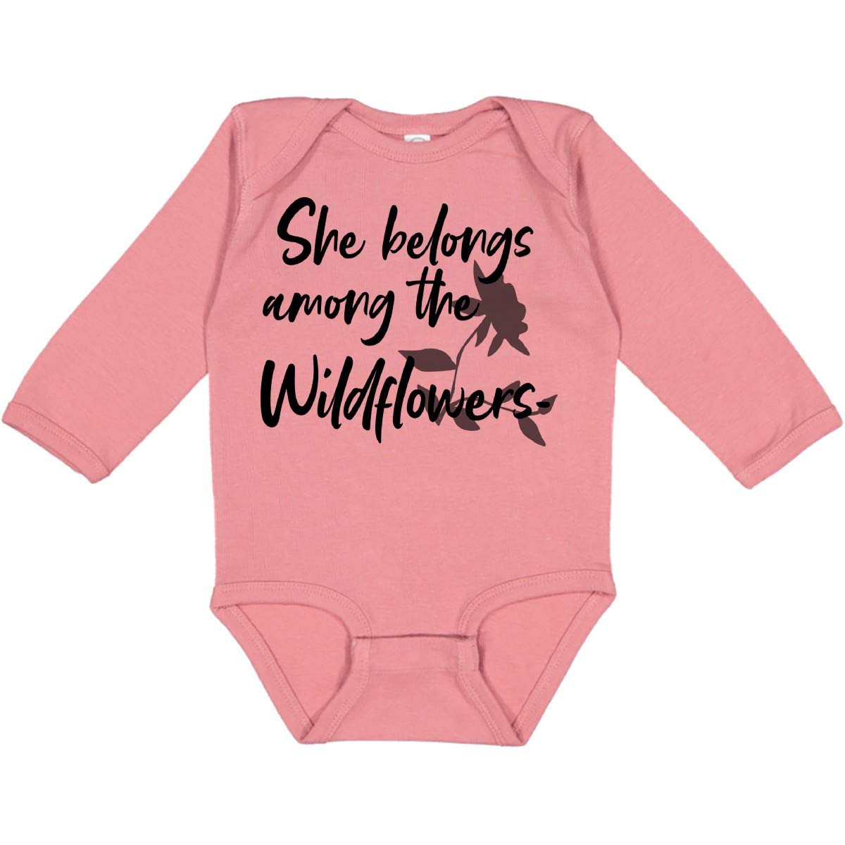 Inktastic She Belongs Among The Wild Flowers Long Sleeve Baby Creeper - Soft & Comfortable Floral Print Romper for Infants, Perfect for Playtime, Photo Shoots & Outdoor Adventures