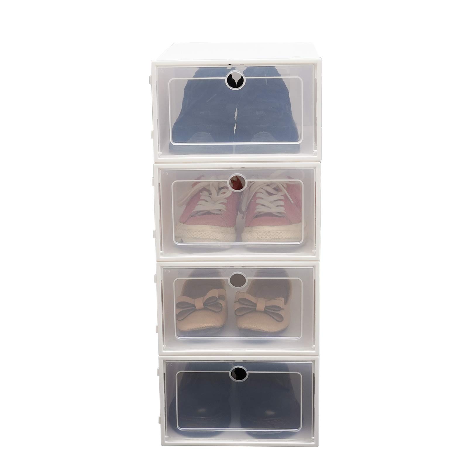 24-Piece Clear Plastic Stackable Shoe Storage Boxes - Space Saving Shoe Organizer for Closet, Under Bed & Entryway - Durable Shoe Box Containers for Men, Women & Kids Footwear Organization