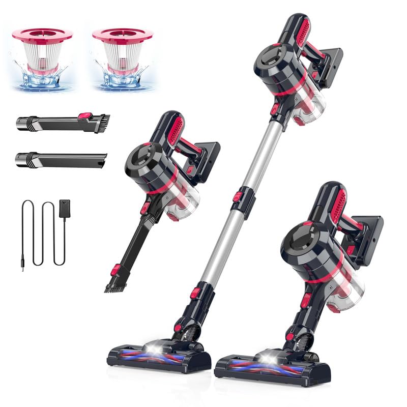 Foppapedretti 4-in-1 Cordless Stick Vacuum Cleaner - 25Kpa Powerful Suction, Lightweight, Brushless Motor, 35min Runtime - Ideal for Carpets, Hard Floors & Pet Hair - Perfect for Home, Office & Car Cleaning