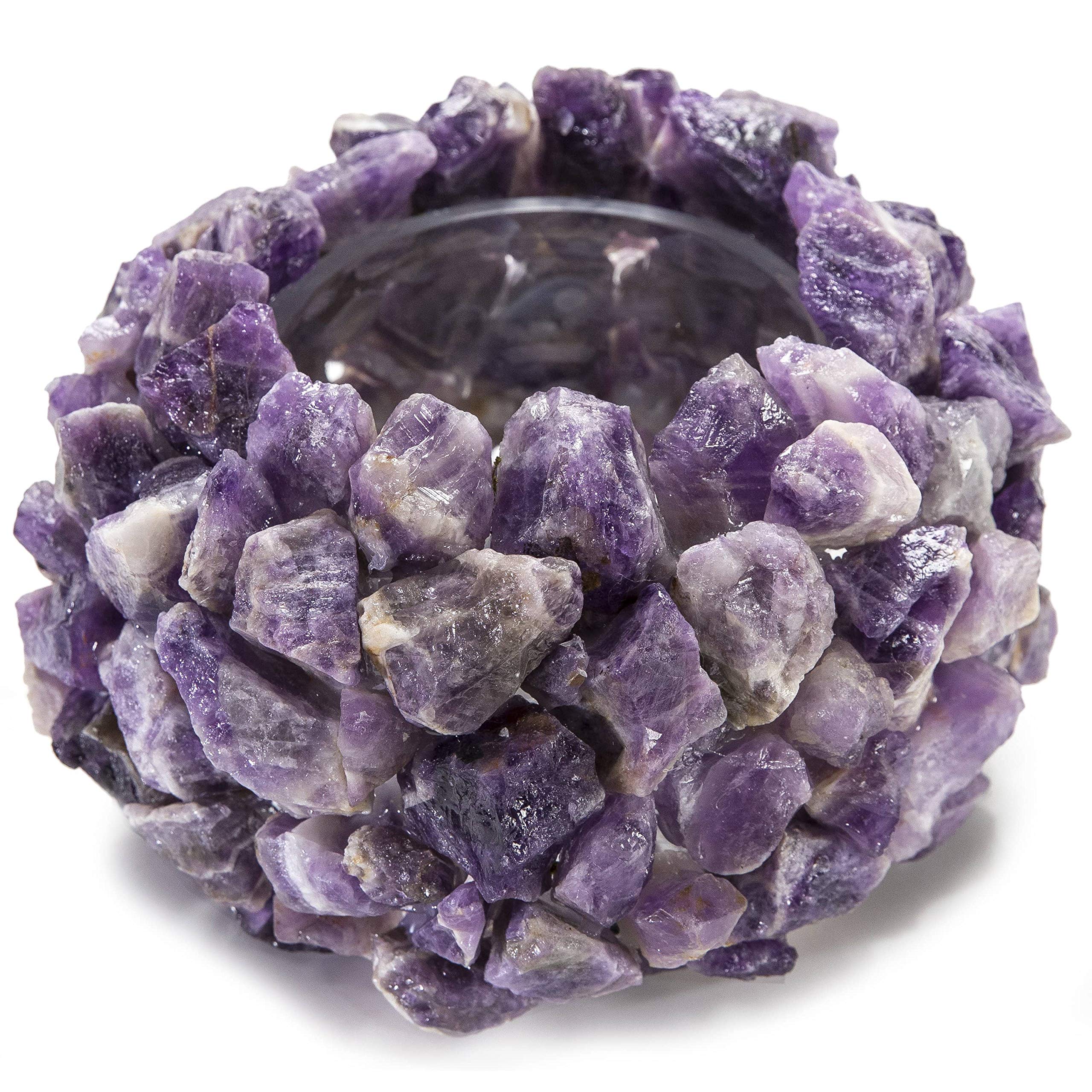 KALIFANO Natural Amethyst Cluster Crystal Vase - Handcrafted Decorative Geode with Healing Properties | High Energy Elestial Amethyst for Home Decor, Meditation & Spiritual Healing