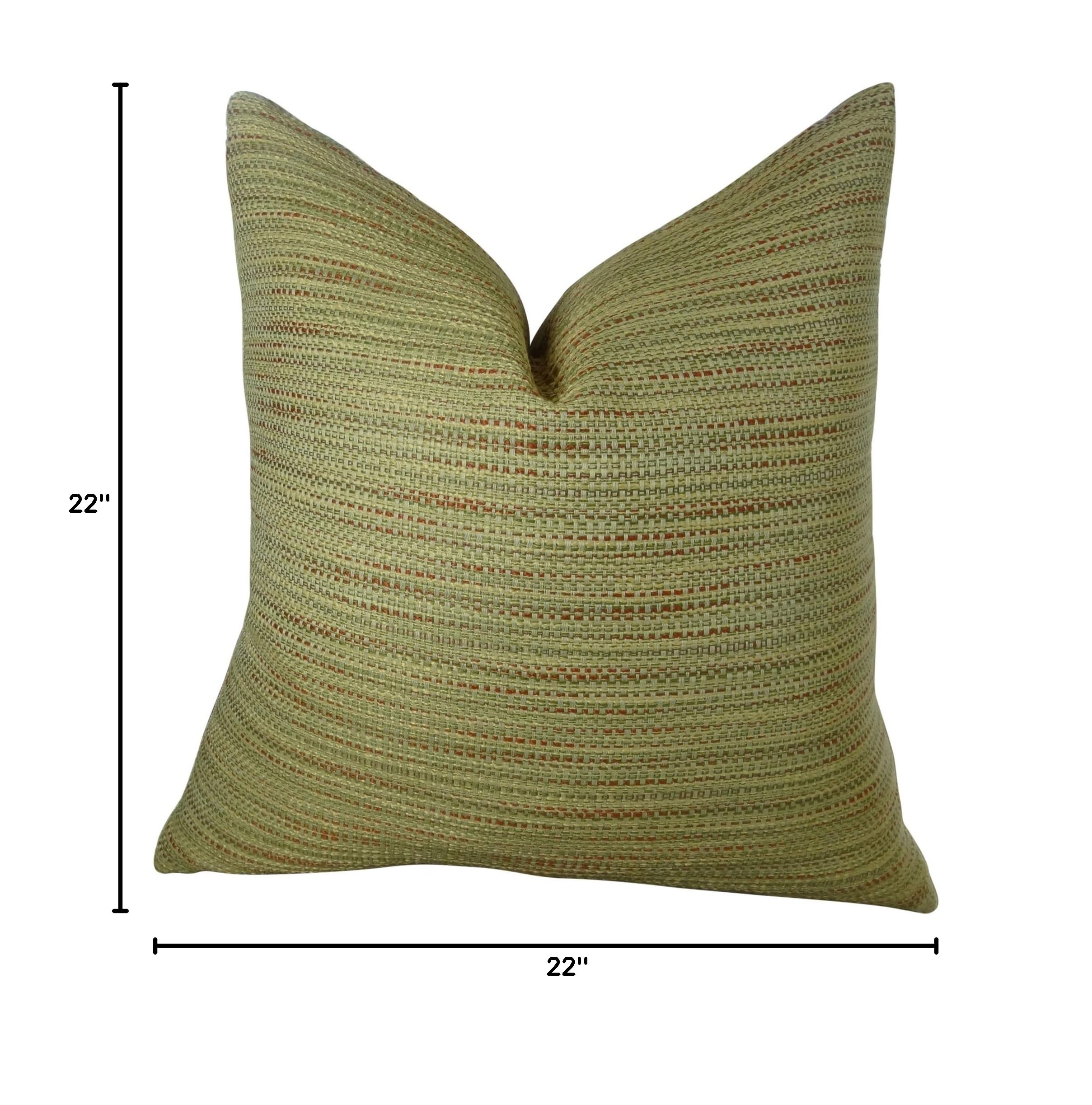 Luxury Designer Decorative Throw Pillow - Taupe, Light Green & Brick Red Woven Cushion Cover - Hollywood Regency Style Neutral Pillow for Sofa, Bed, Living Room - Made in USA