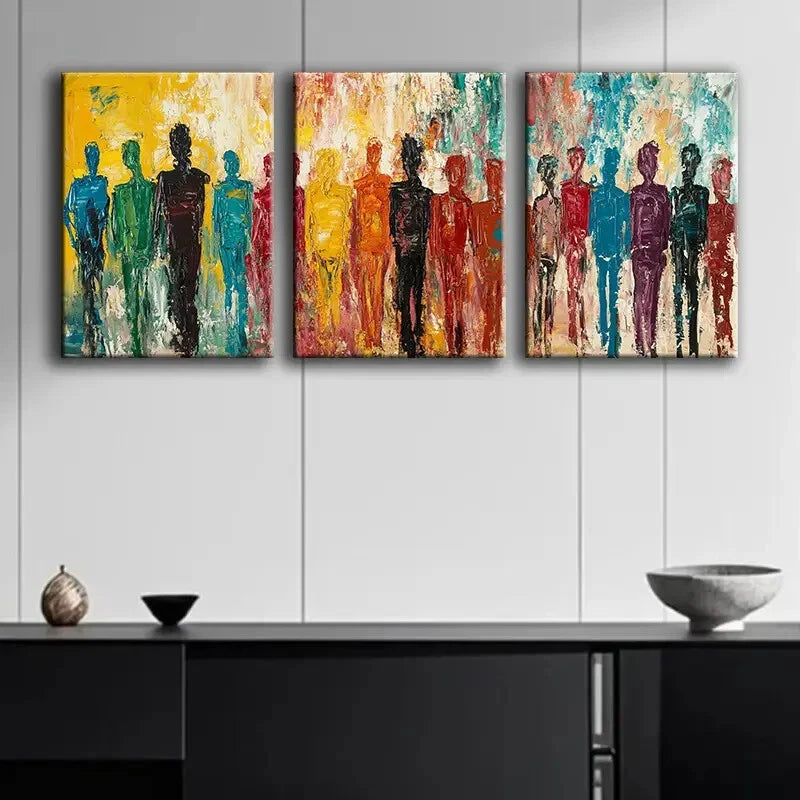 3-Piece Colorful People Wall Art Set - Framed Canvas Prints 40x60cm (16x24in) | High Quality Australian Made Ready-to-Hang Wall Decor for Living Room, Bedroom & Office