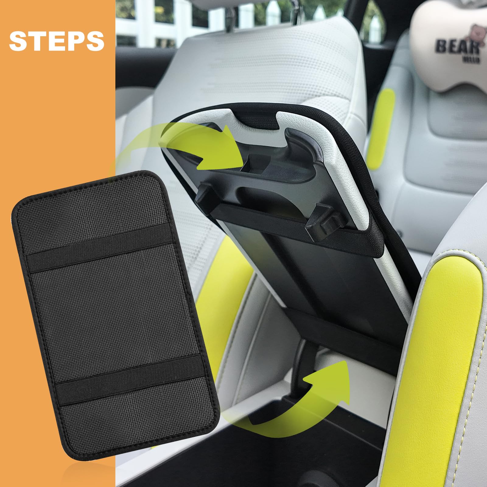 Cat & Dinosaur Car Center Console Cover - Universal Armrest Pad Protector for Cars, SUVs & Trucks | Soft & Durable Interior Accessory for Pet Lovers & Kids (Perfect for Road Trips & Daily Commutes)