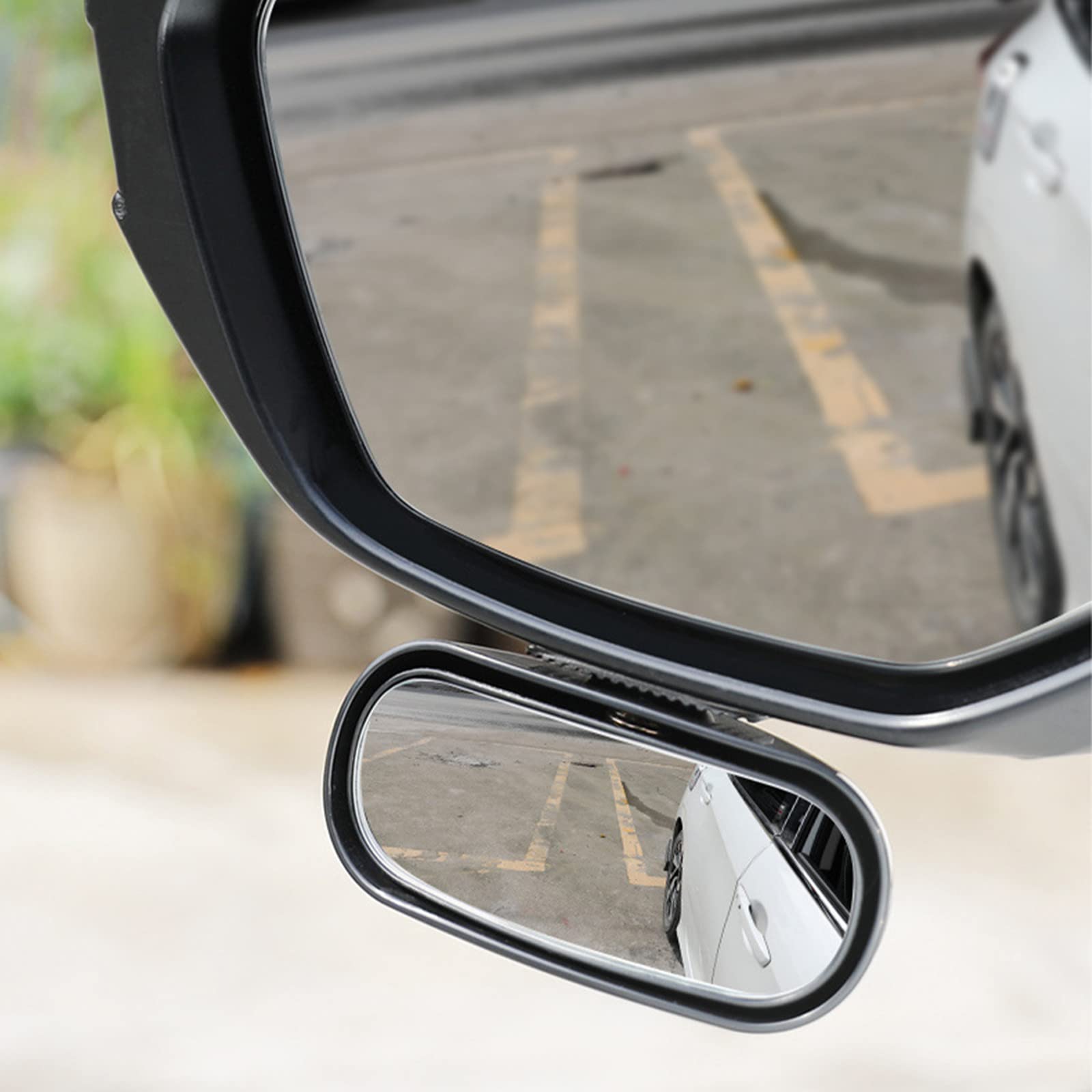 360° Adjustable Blind Spot Mirror for Cars, Trucks & SUVs - Wide Angle Convex Rearview Mirror with Self-Adhesive Universal Fit - Enhance Driving Safety (Black) - Perfect for Highway Merging & Parking Assistance