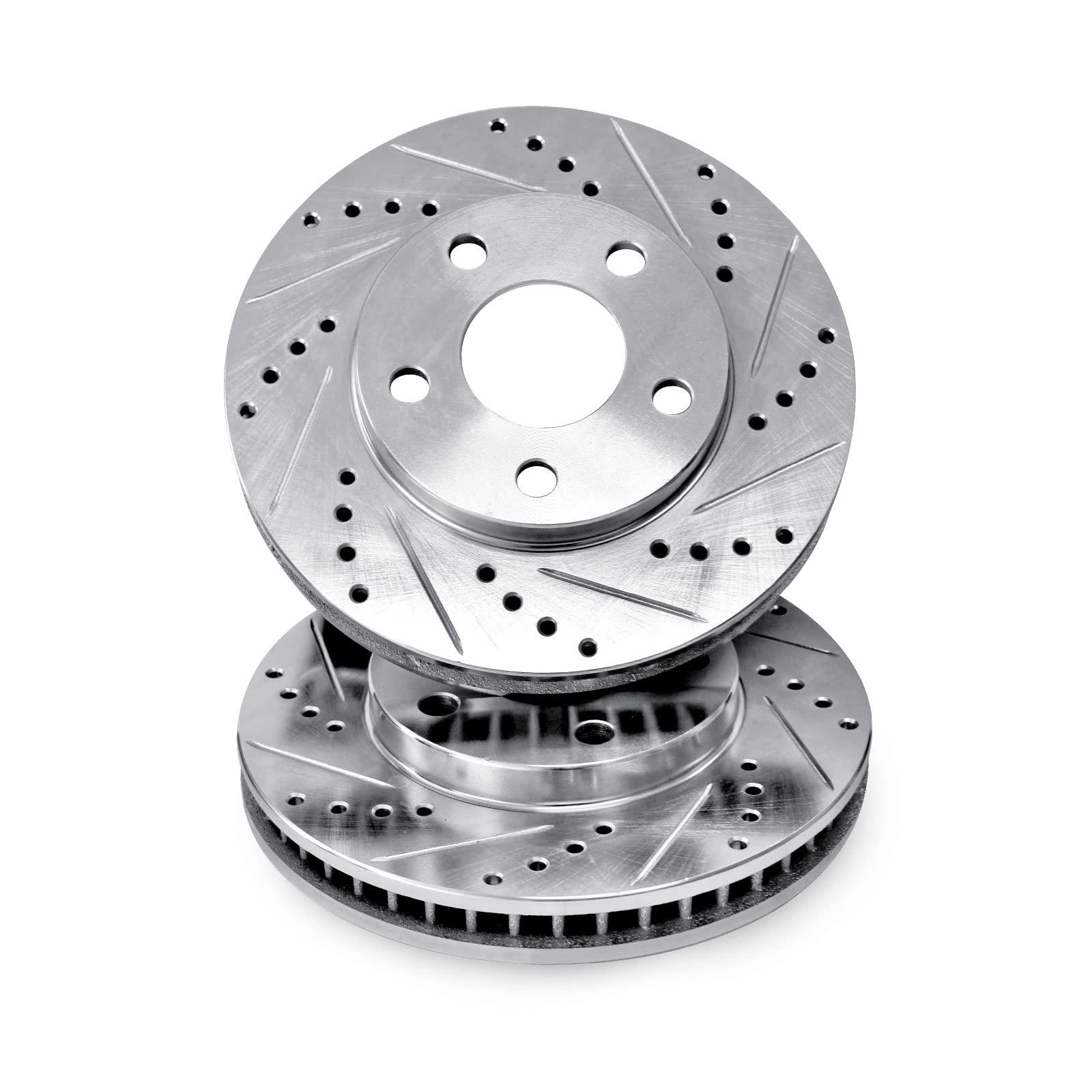 R1 Concepts Front Brake Rotors - Drilled & Slotted Performance Brake Kit FEC.03002.01 for Cars, Trucks & SUVs | Enhanced Stopping Power for Daily Commute & Racing