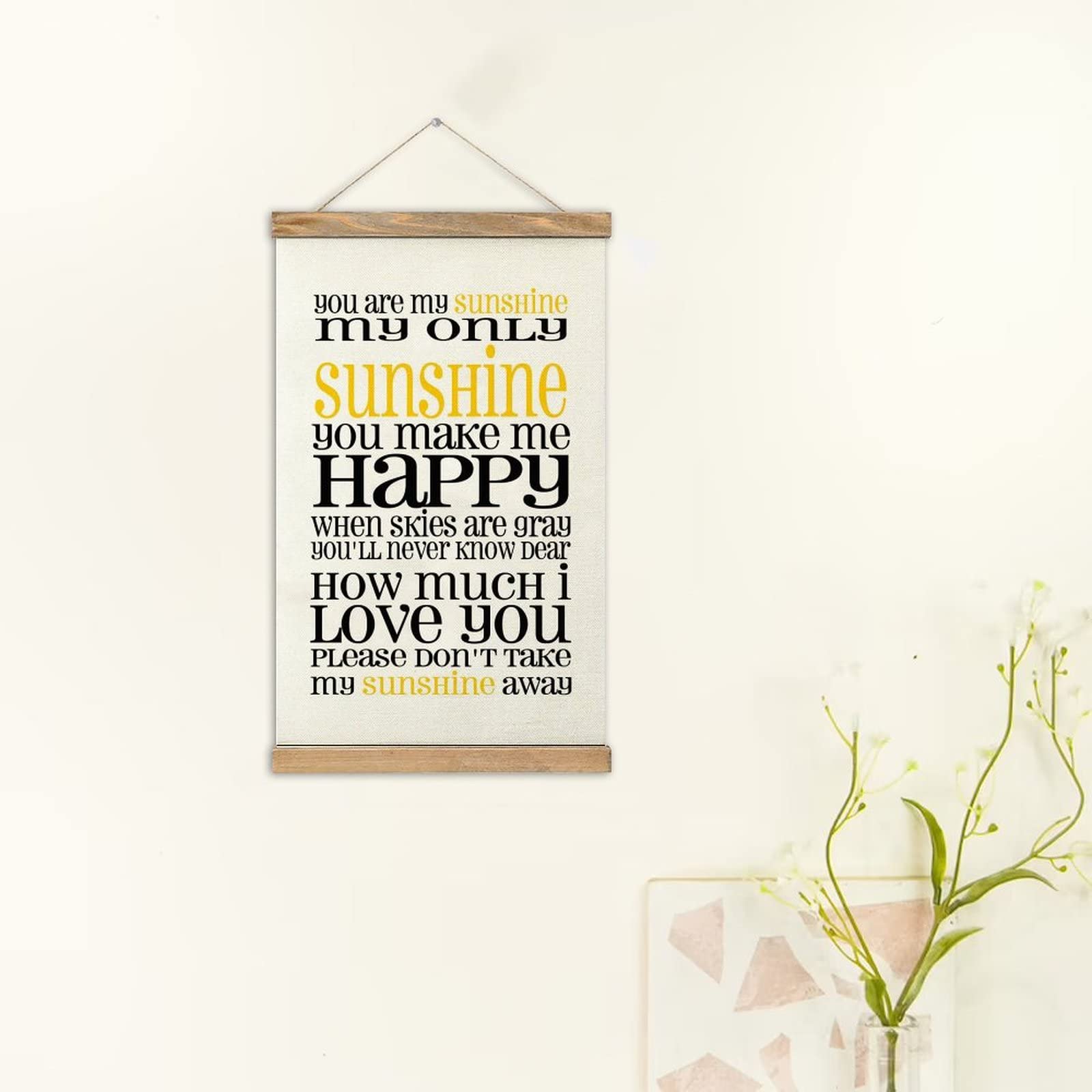 Wooden Magnetic Poster Hanger Kit - 12 Inch Teak Wood Frame for Canvas Art & Wall Decor - Perfect for Hanging 'You Are My Sunshine' Posters in Living Rooms, Bedrooms & Offices
