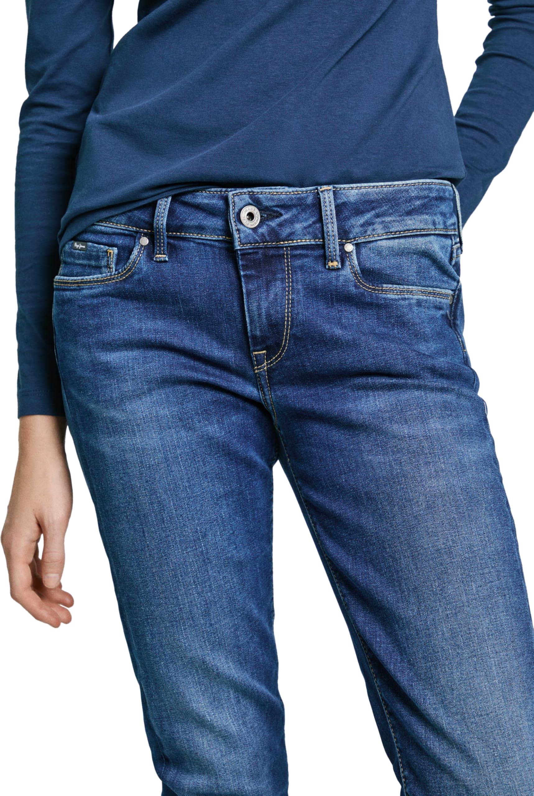 Pepe Jeans Soho Women's Skinny Jeans - Blue Medium (EU 34/36, US 25/28) | High Waist Stretch Denim Pants for Casual Wear & Night Out
