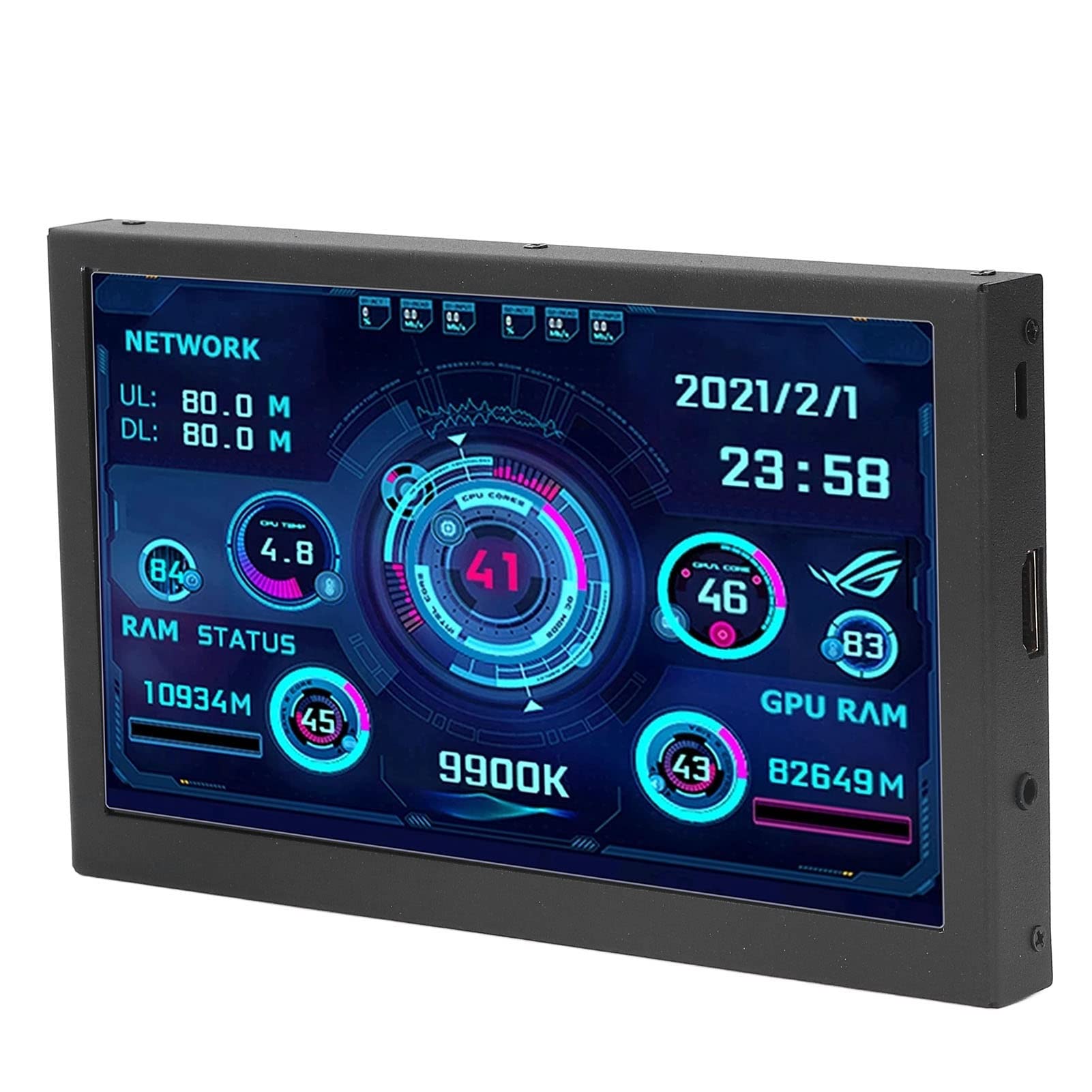 7in PC CPU Hardware Temperature Monitor - High Definition Secondary Display Screen for Computer Case | Real-Time PC Cooling Performance Tracking for Gamers & Overclockers