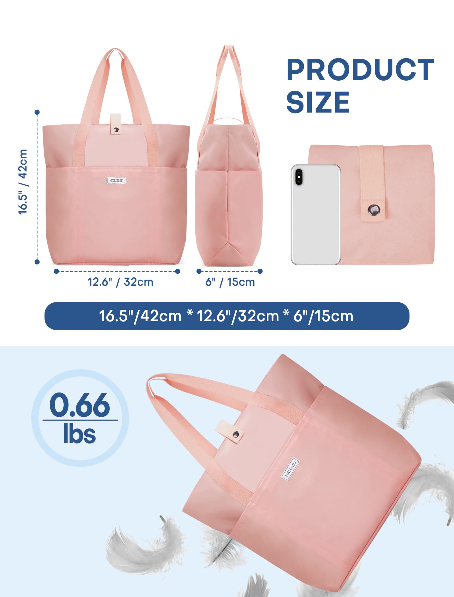 Stylish Foldable Nylon Tote Bag for Women with Zipper - Large Shoulder Bag & Top Handle Handbag - Perfect for Work, Travel, Shopping & Beach Outings