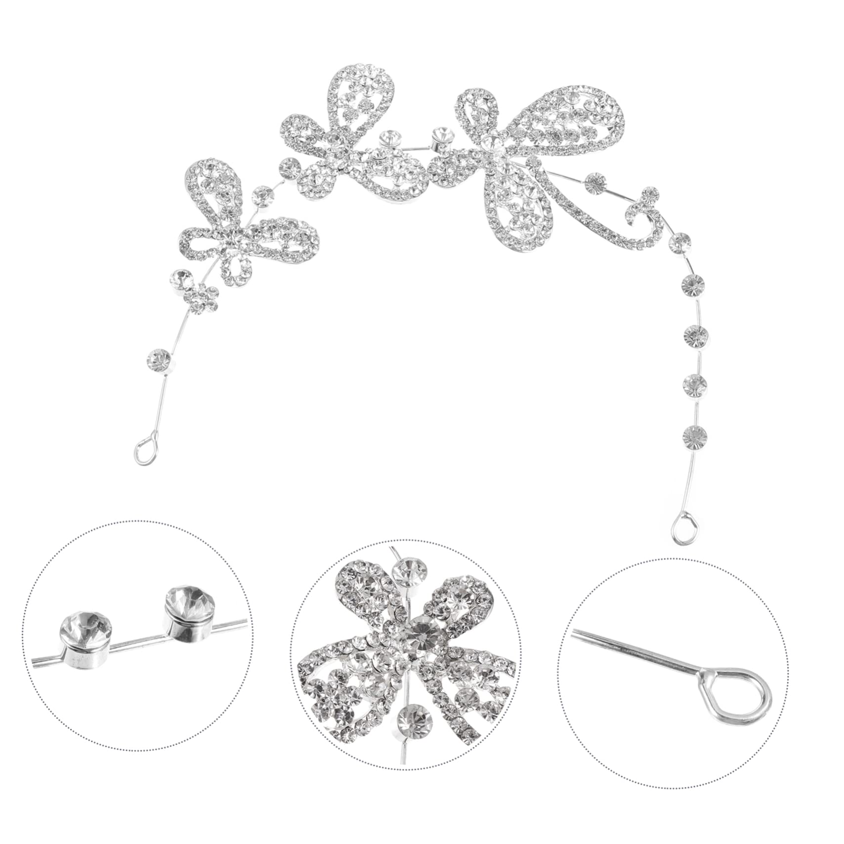 POPETPOP Butterfly Rhinestone Tiara - Crystal Princess Headband for Girls | Flower Girl Hair Jewelry | Wedding Party Accessories | Alloy Hair Hoop with Rhinestones for Birthday, Pageant, and Special Occasions