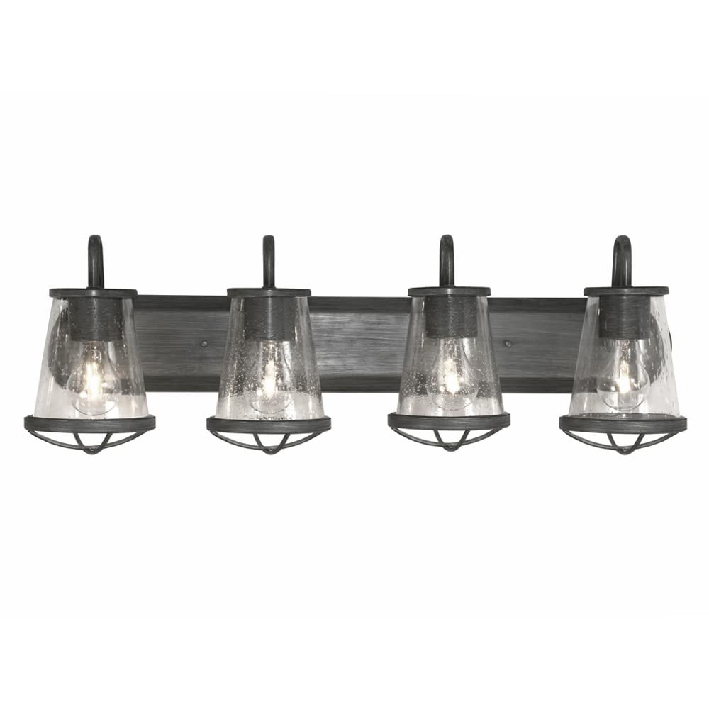 Designers Fountain 87004-WI 30 Inch Darby 4-Light Bathroom Vanity Light Fixture in Weathered Iron Finish - Perfect for Modern Farmhouse, Rustic, or Industrial Style Bathrooms