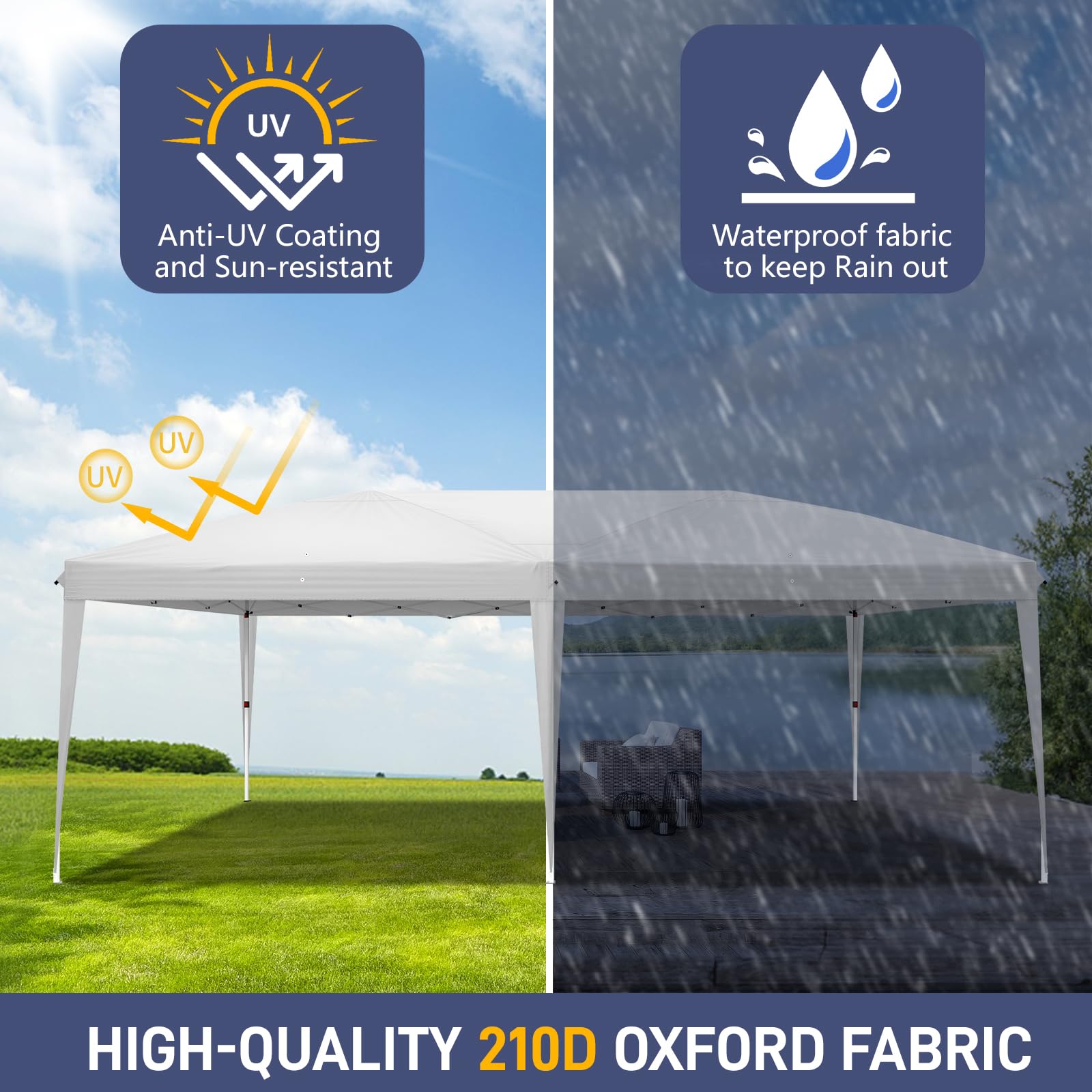 SEALAMB 10x20FT Heavy Duty Commercial Pop Up Canopy Tent - Instant Gazebo with Carry Bag for Outdoor Parties, Camping, Weddings, Patio & Backyard Events - Perfect for Picnics, BBQs, and Tailgating