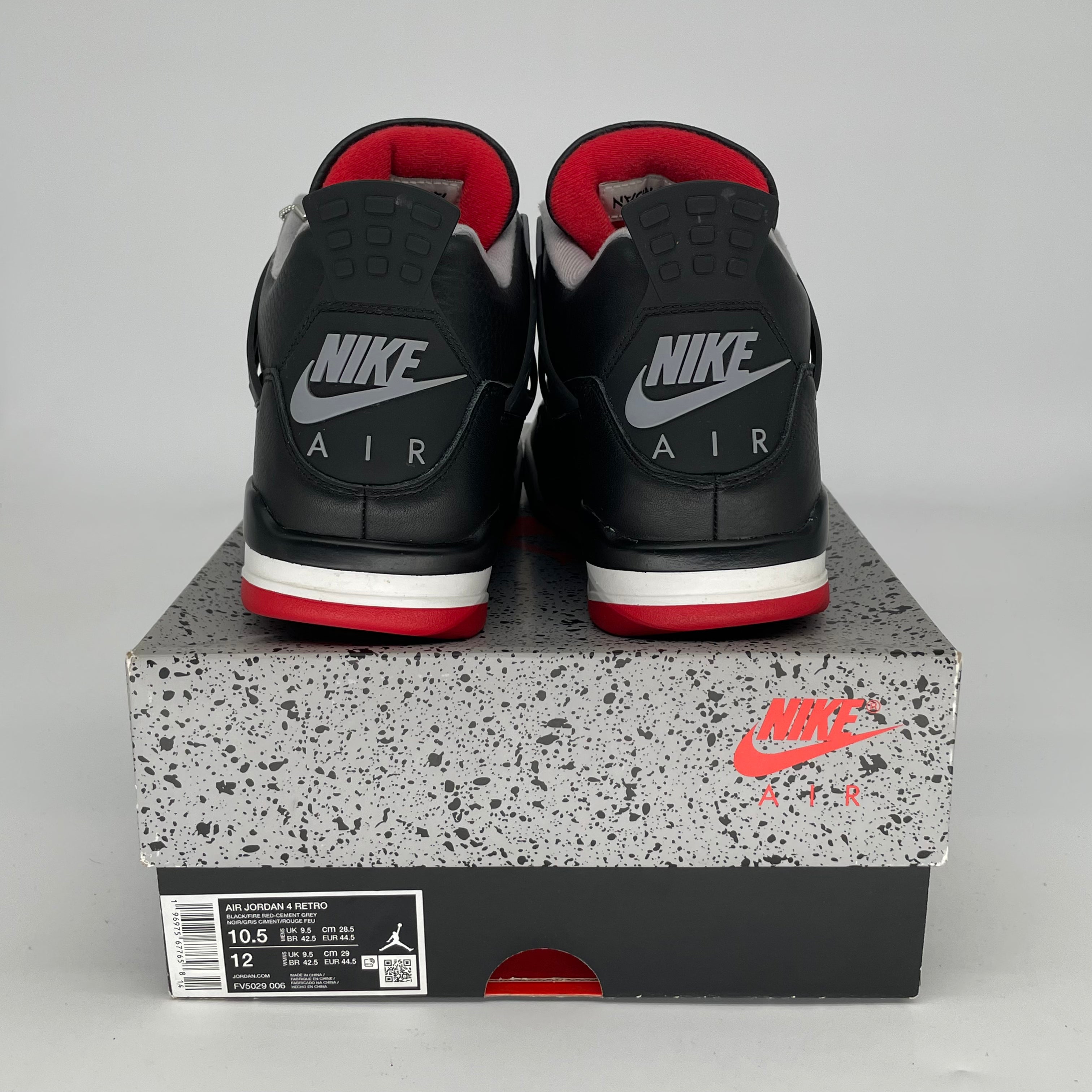 Original Air Jordan 4 Bred Reimagined Men's Basketball Shoes Size 10.5/12W (FV5029-006) - Retro Sneakers for Streetwear & Basketball Games