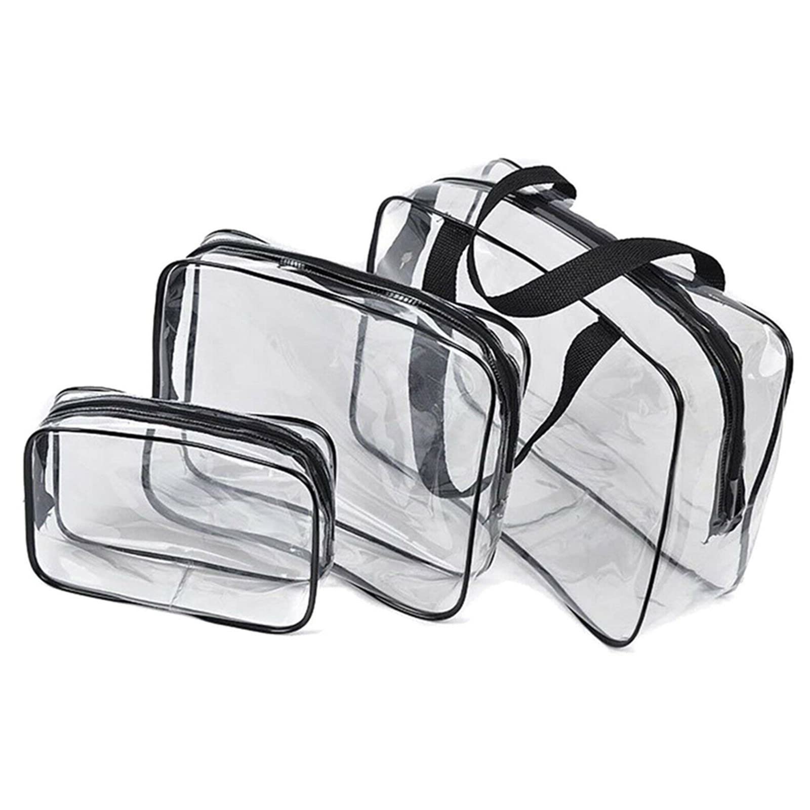 DERCLIVE 3-Piece Clear Makeup Bags Set - Waterproof Travel Toiletry Organizer for Cosmetics, Jewelry & Essentials | Perfect for Air Travel, Gym, Beach & Daily Use