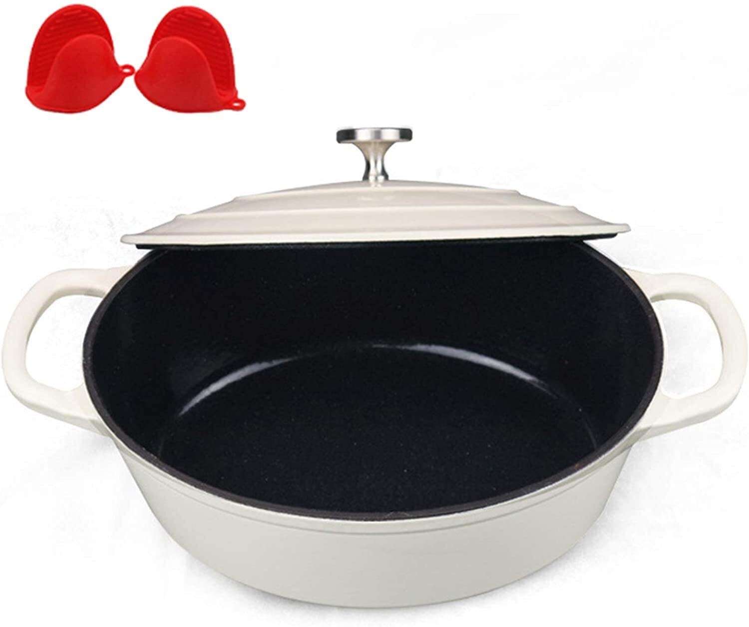 Enameled Cast Iron Oval Dutch Oven with Lid - 5QT Enamel Coated Casserole Dish for Slow Cooking, Braising & Baking - Perfect for Soups, Stews, Roasts & Bread Making - Stovetop to Oven Safe Cookware