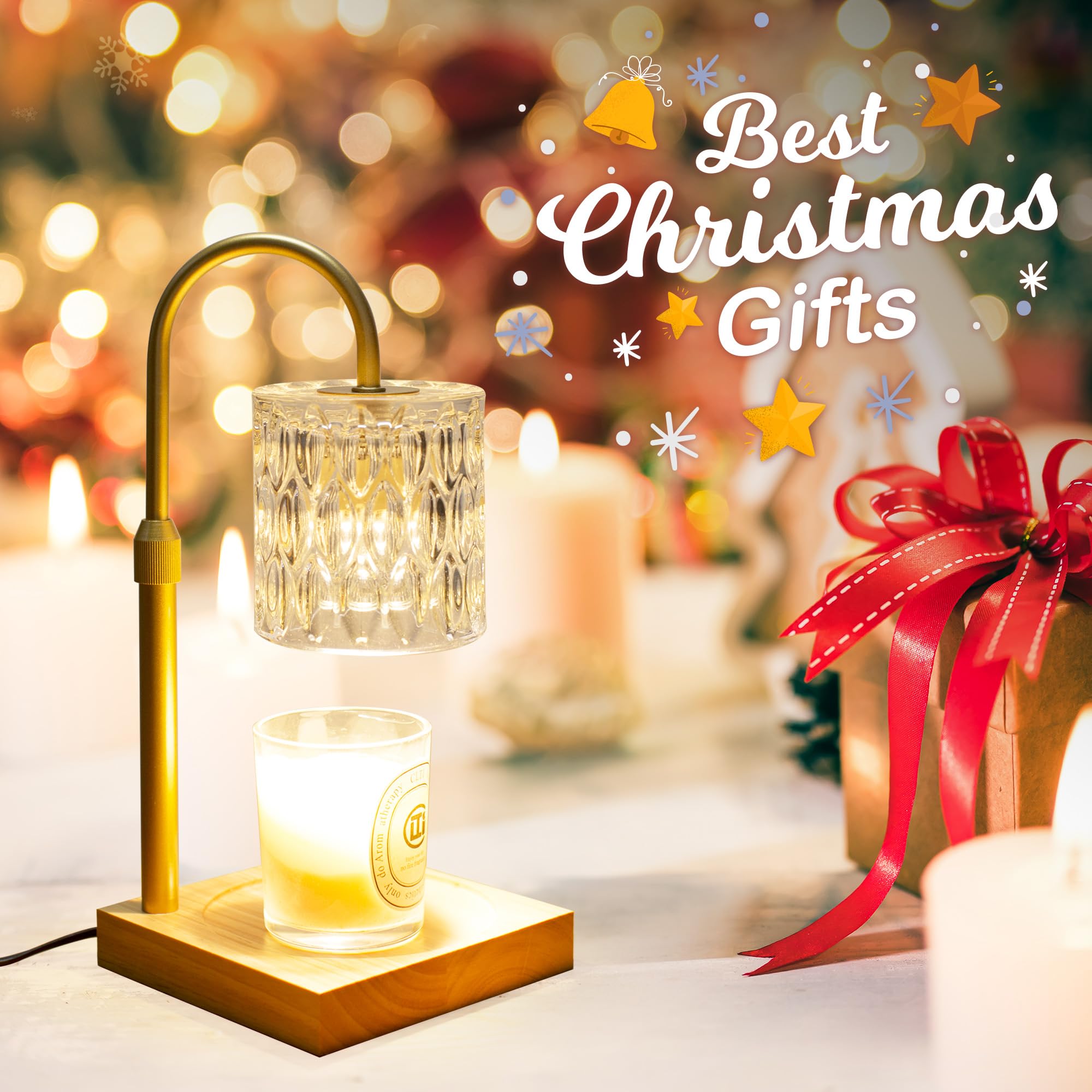 Electric Candle Warmer with Timer & Dimmer - Adjustable Height Lamp for Jar Candles, 2 Bulbs Included | Perfect for Home Decor, Bedroom Ambiance, Housewarming Gifts & Mother's Day Presents | Creates Cozy Atmosphere for Relaxation, Romantic Dinners & Holiday Decorations