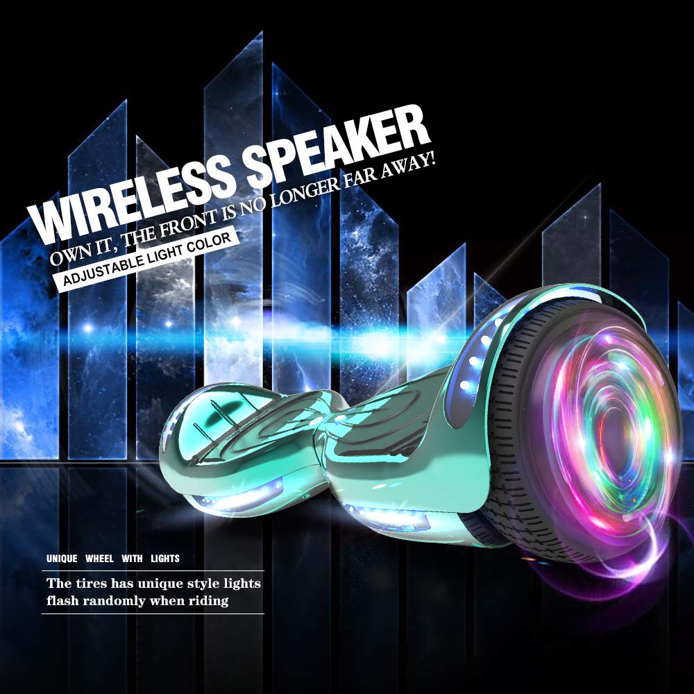 Certified HS2.01 Hoverboard with Bluetooth, LED Lights & Flash Wheels - Self Balancing Electric Scooter for Kids & Adults - Perfect for Commuting, Indoor Fun & Outdoor Adventures