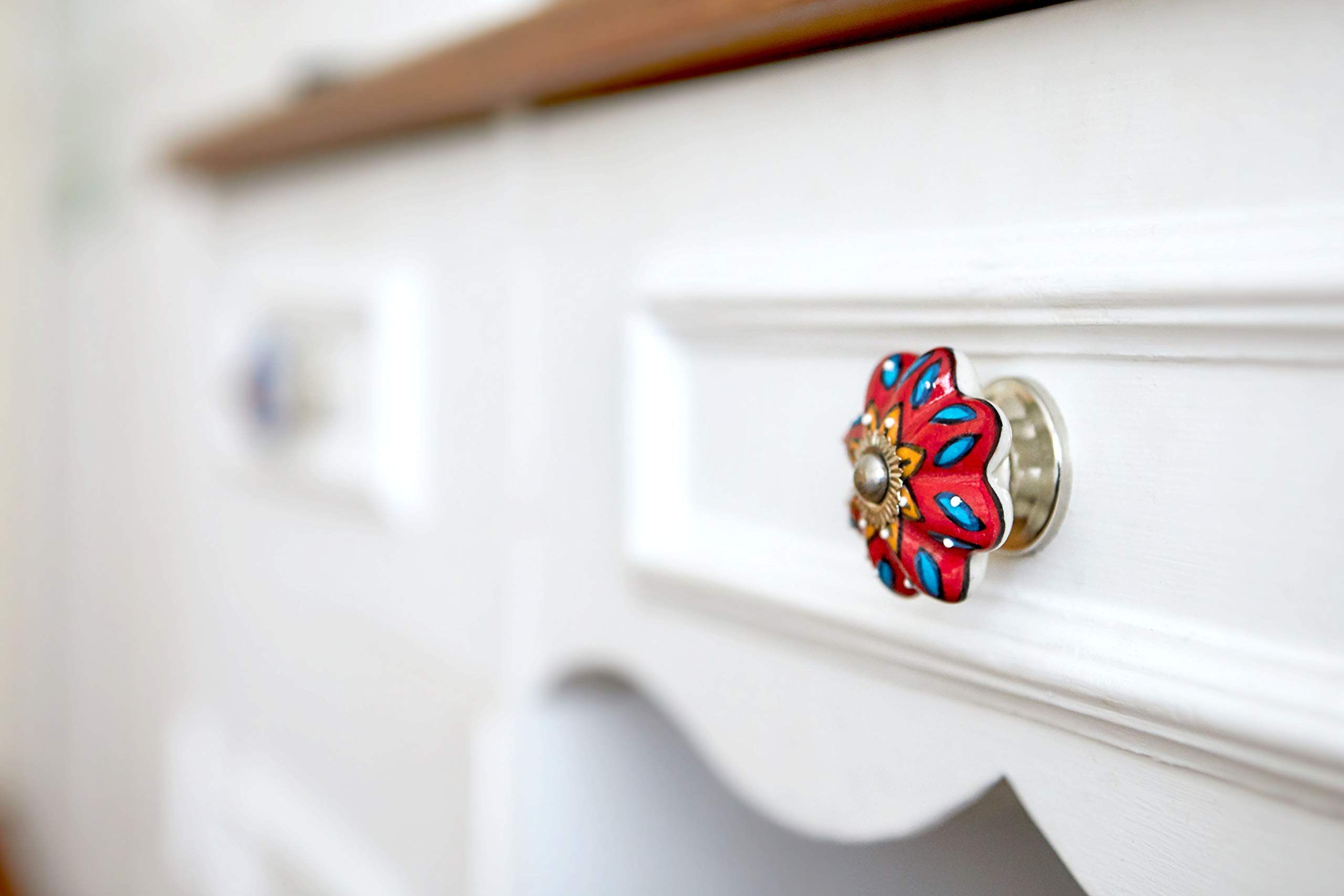 10 Handmade Ceramic Knobs - Colorful Drawer Pulls for Kitchen & Office