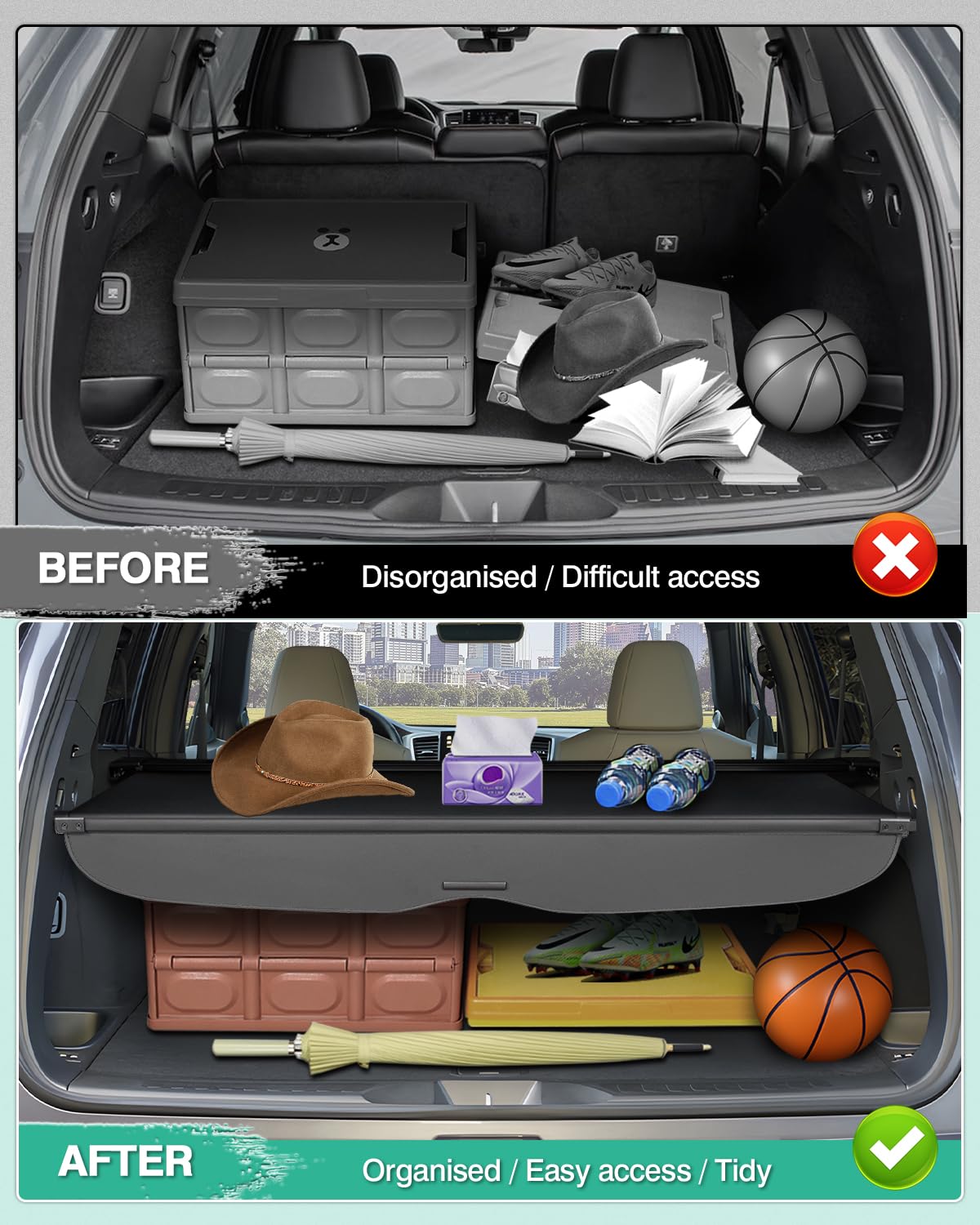 2019-2025 Honda Passport Retractable Cargo Cover - Durable Trunk Shade Protector for Luggage & Gear | Perfect for Road Trips, Camping & Grocery Hauling