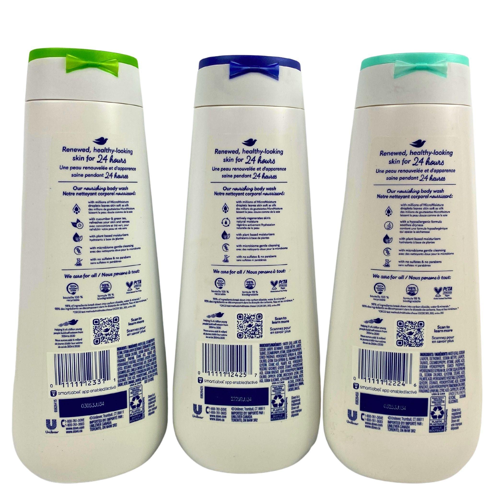 Dove 20OZ Assorted Mix Body Wash (50 Pcs Bulk Pack) - Hydrating & Nourishing Shower Gel for Dry Skin - Perfect for Home, Gym & Travel Use