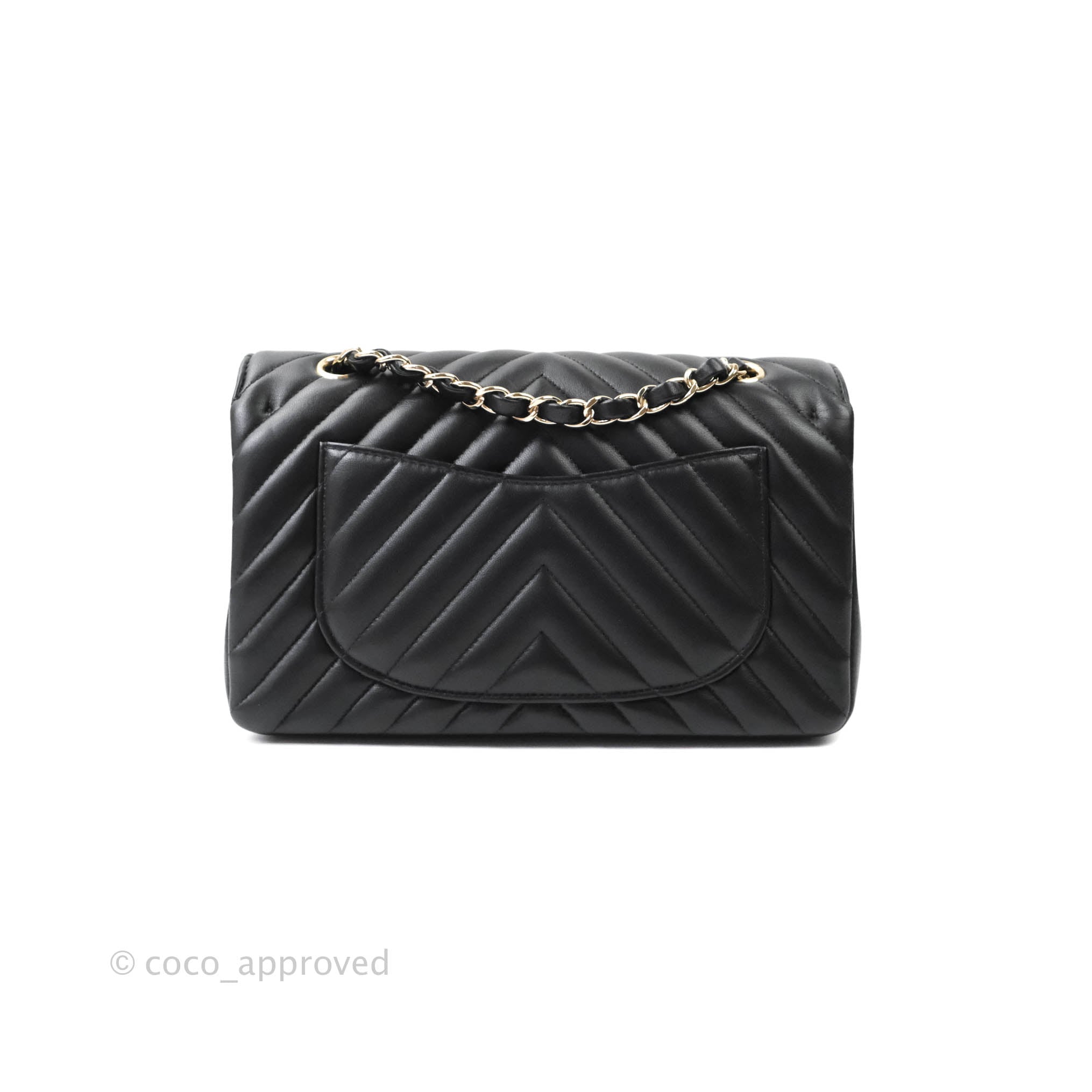 Chanel Classic Chevron Small Medium Double Flap Bag - Black Lambskin Leather with Gold Hardware | Luxury Handbag for Women, Perfect for Parties, Dates & Everyday Elegance