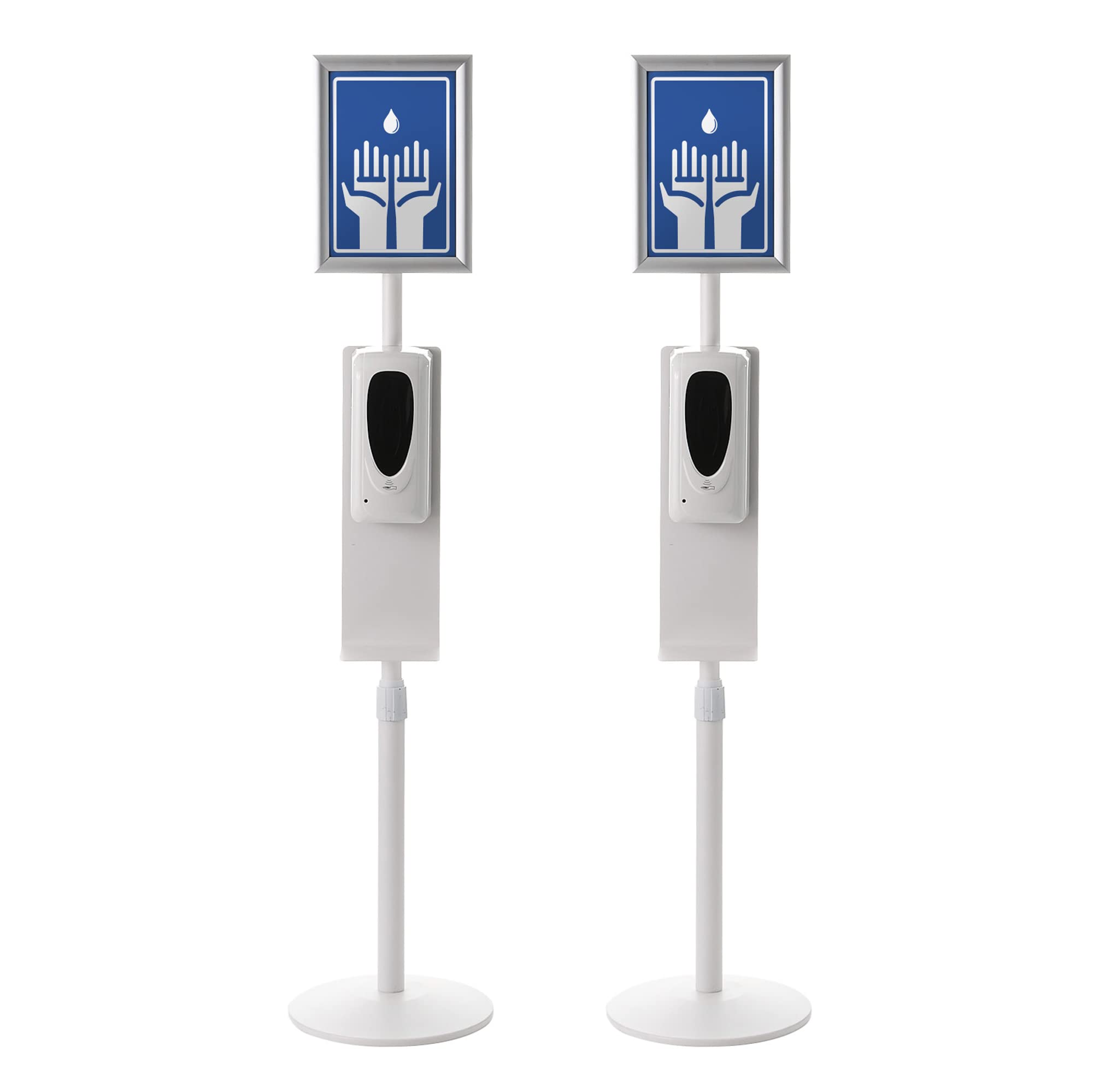 2 Pack Automatic Hand Sanitizer Dispenser - Touchless Soap Dispensing Machine with Adjustable Stand & Display Sign | Commercial & Personal Use for Office, School, Restaurant, Business - Keep Hands Clean & Hygienic in Public Spaces